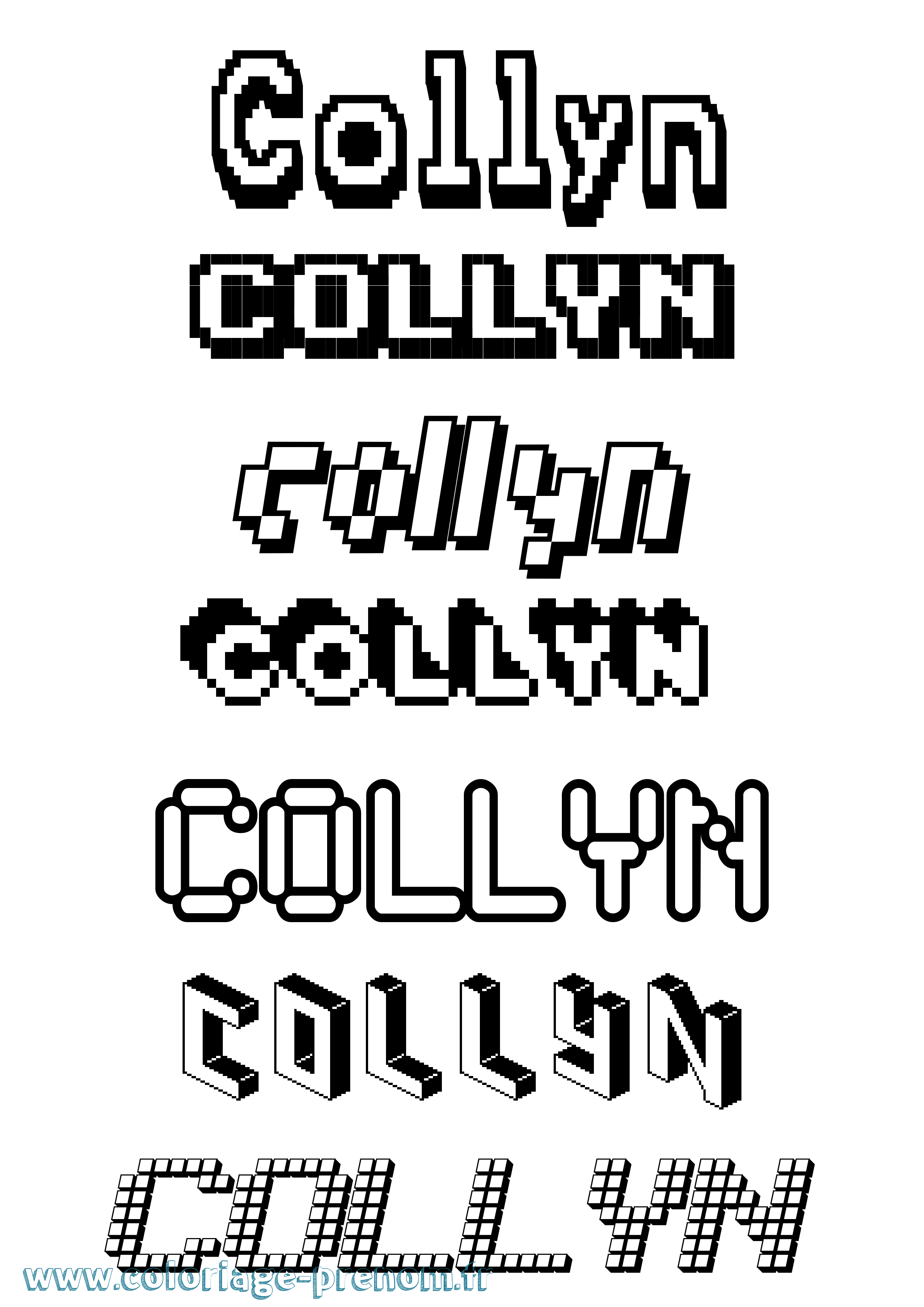 Coloriage prénom Collyn Pixel