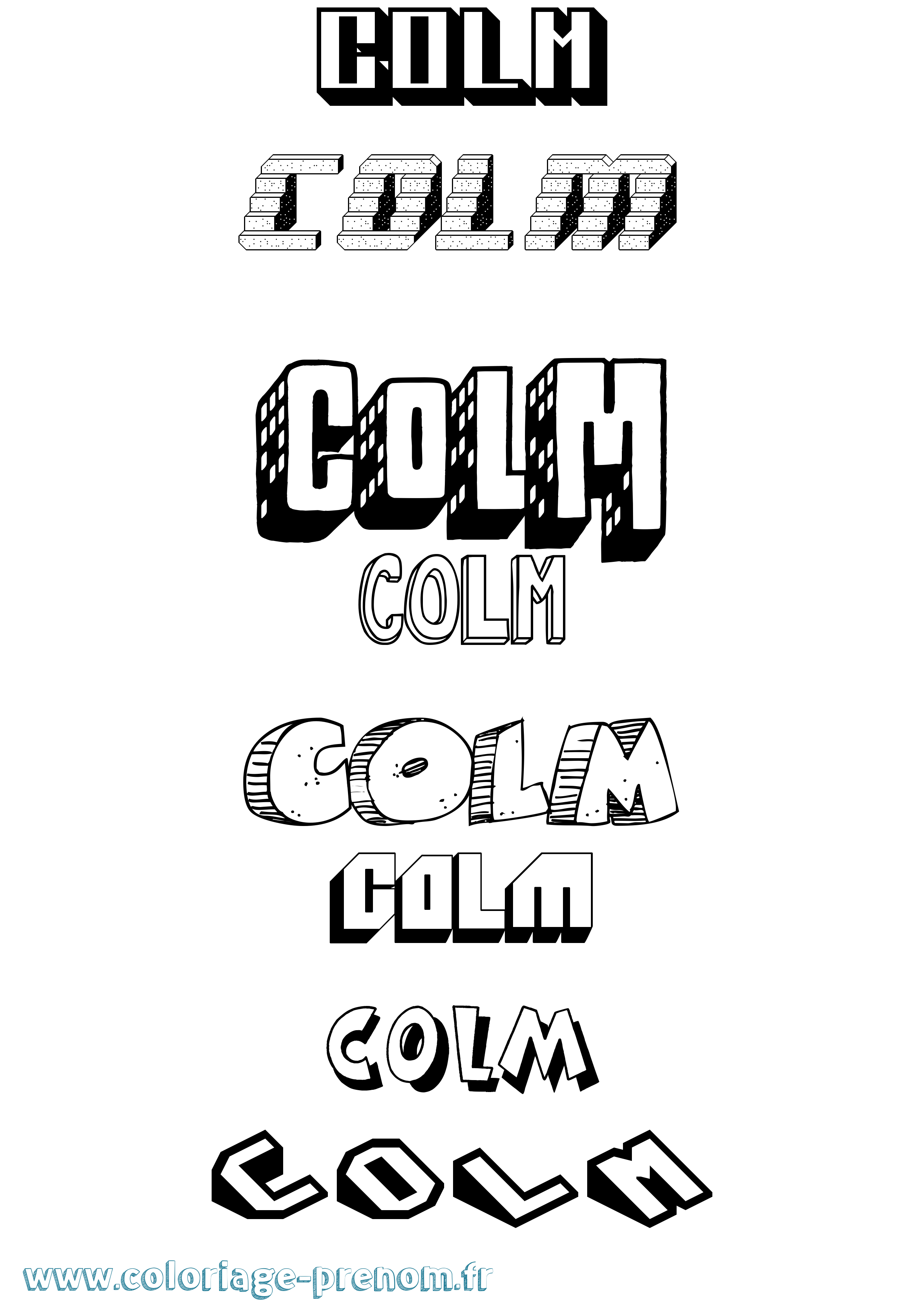 Coloriage prénom Colm Effet 3D