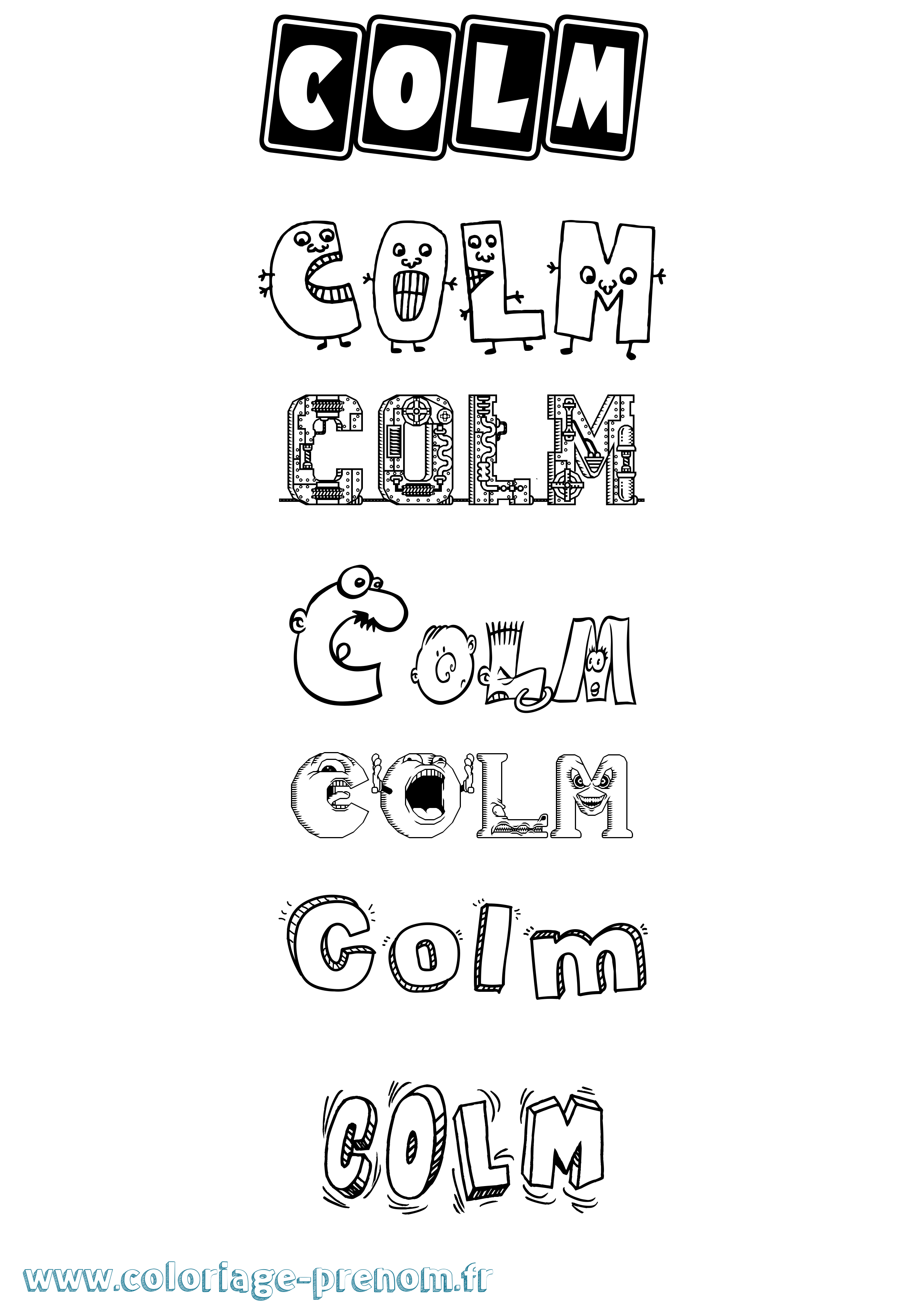 Coloriage prénom Colm Fun