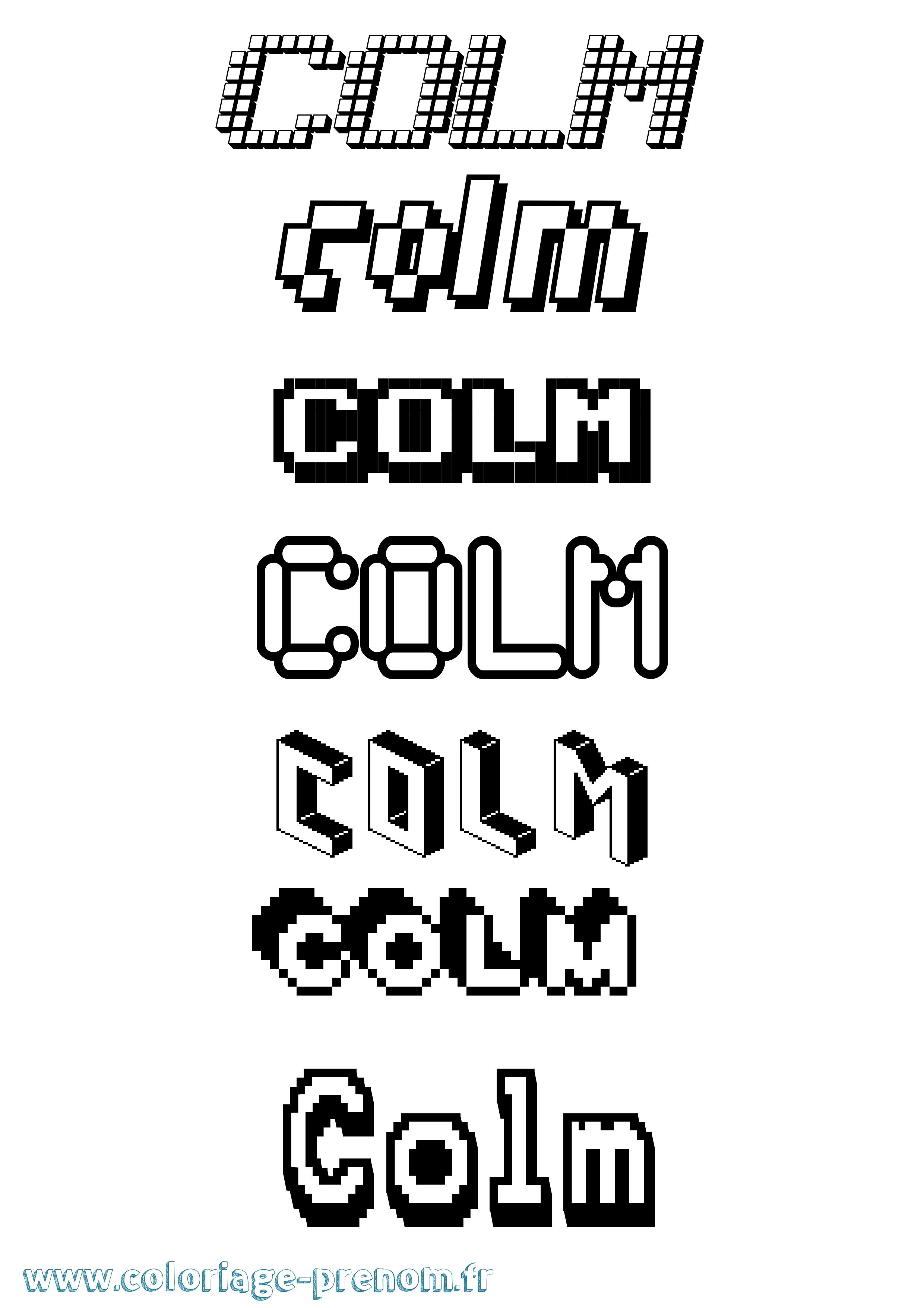Coloriage prénom Colm Pixel
