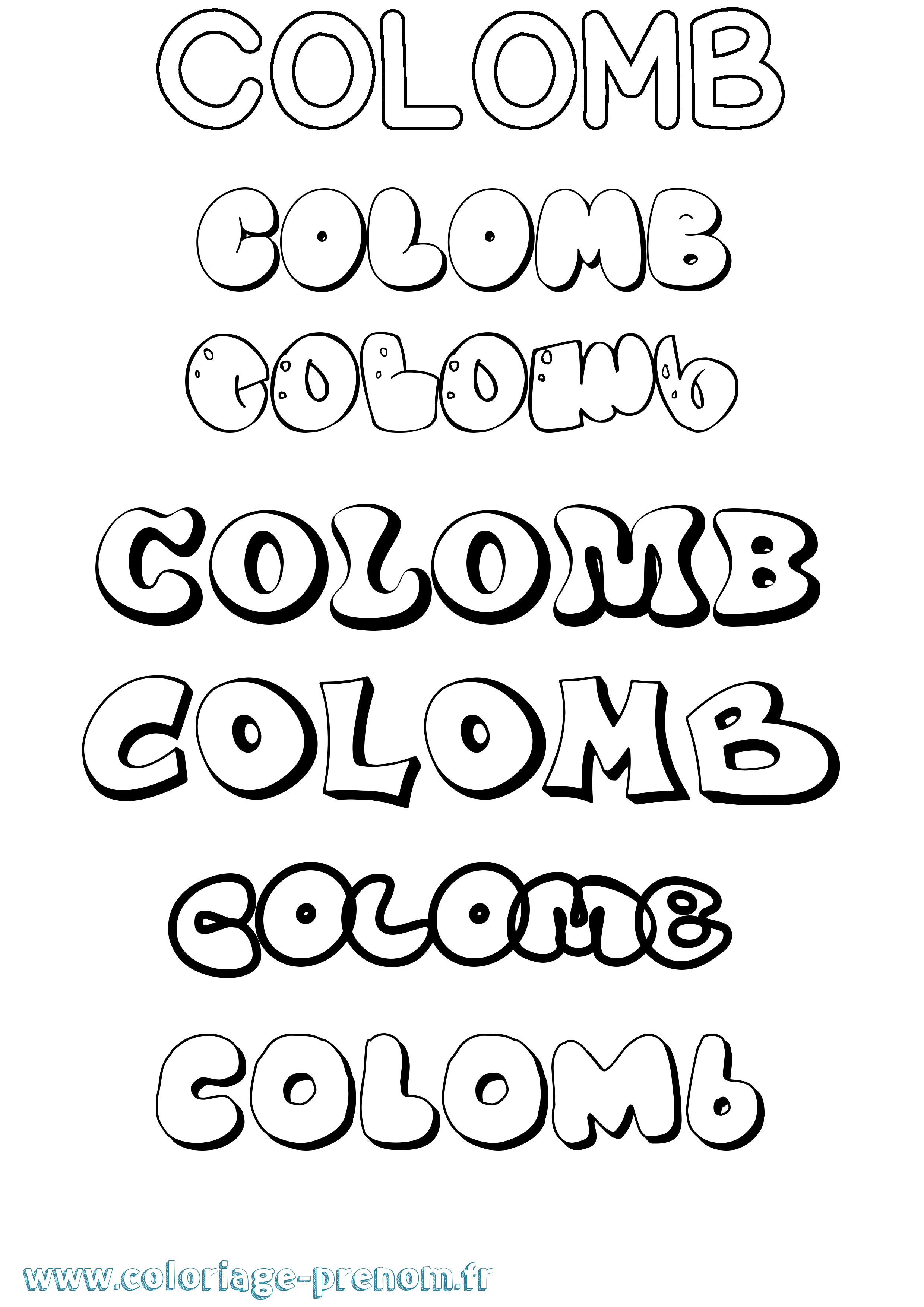 Coloriage prénom Colomb Bubble