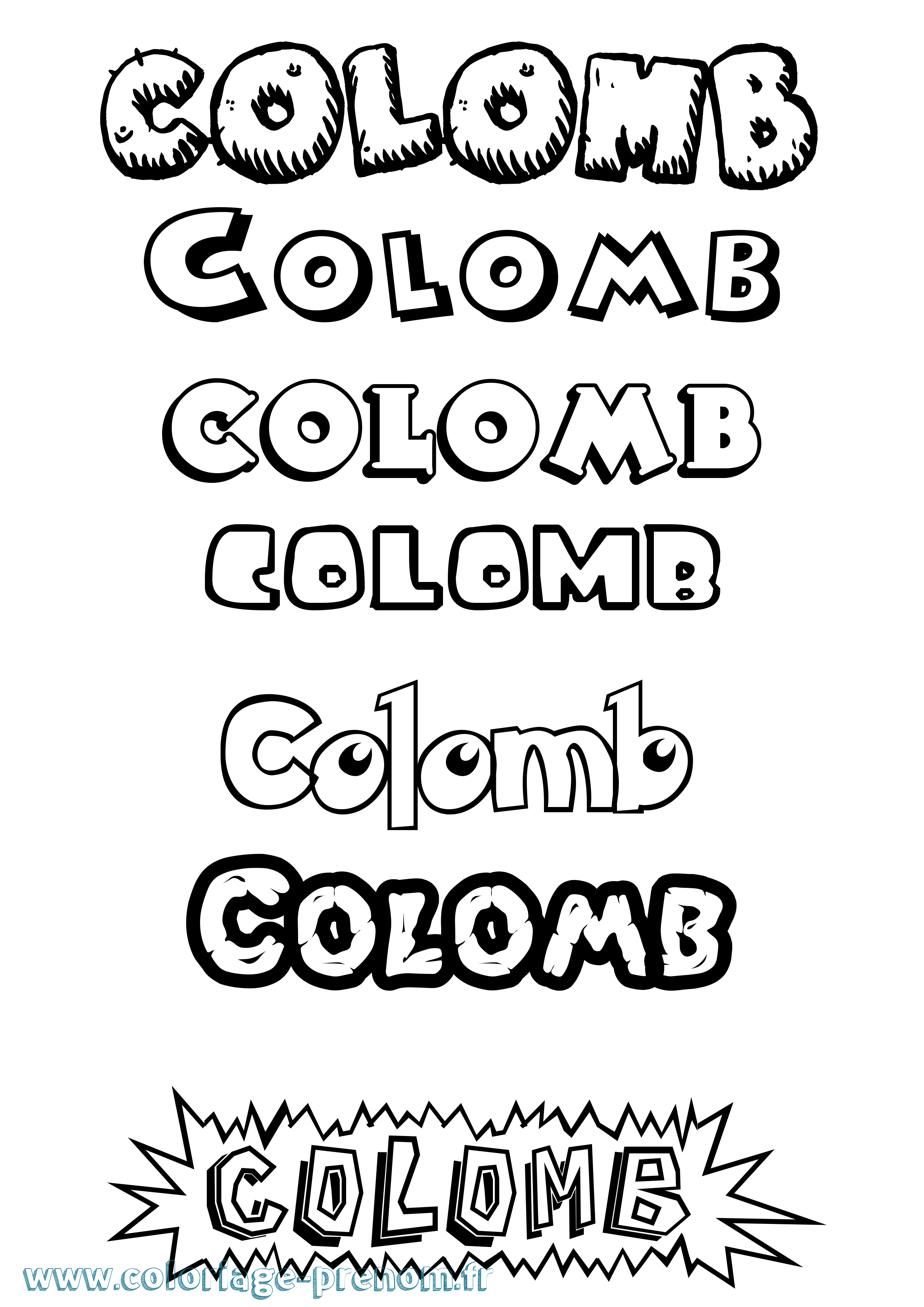 Coloriage prénom Colomb Dessin Animé