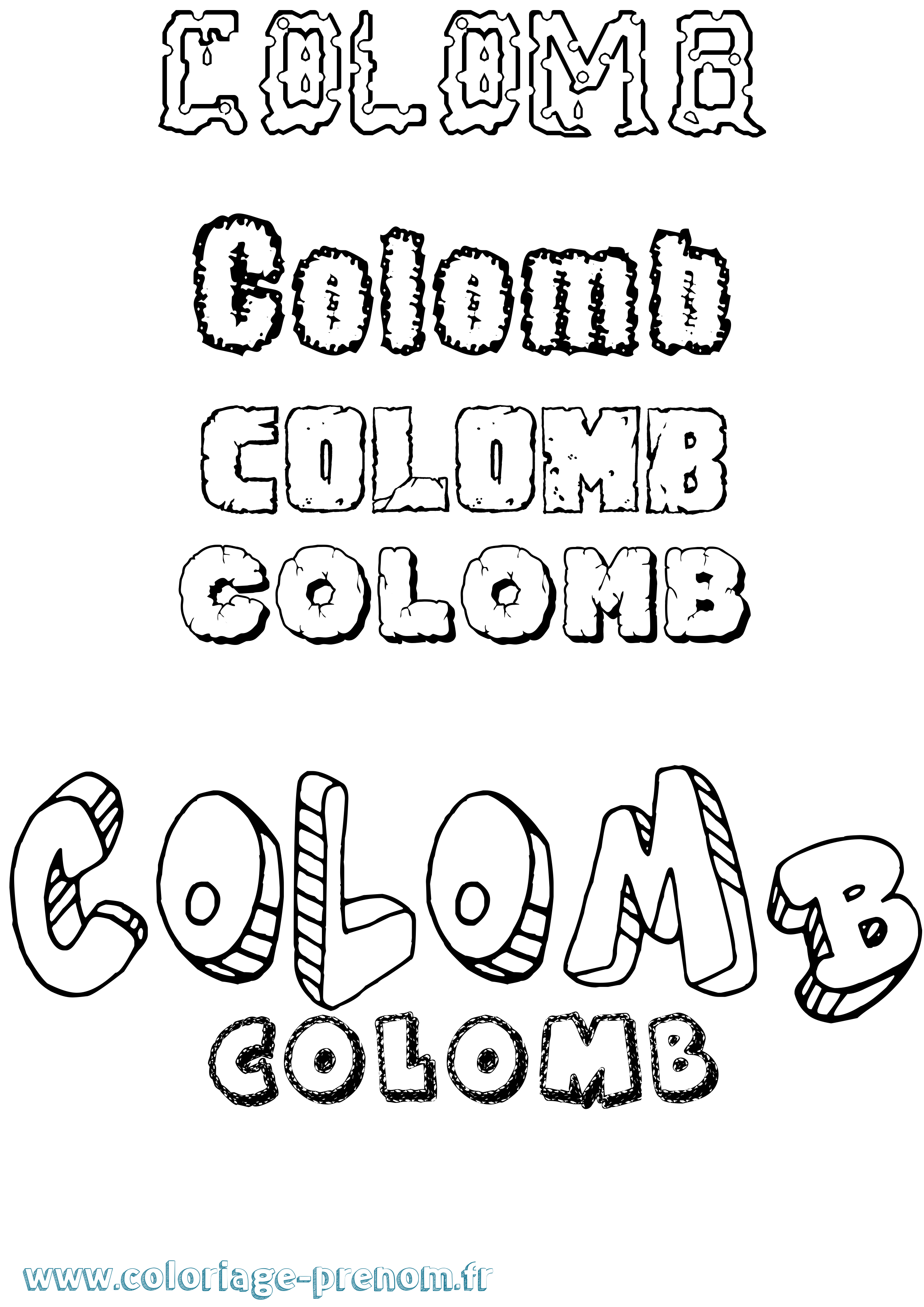 Coloriage prénom Colomb Destructuré