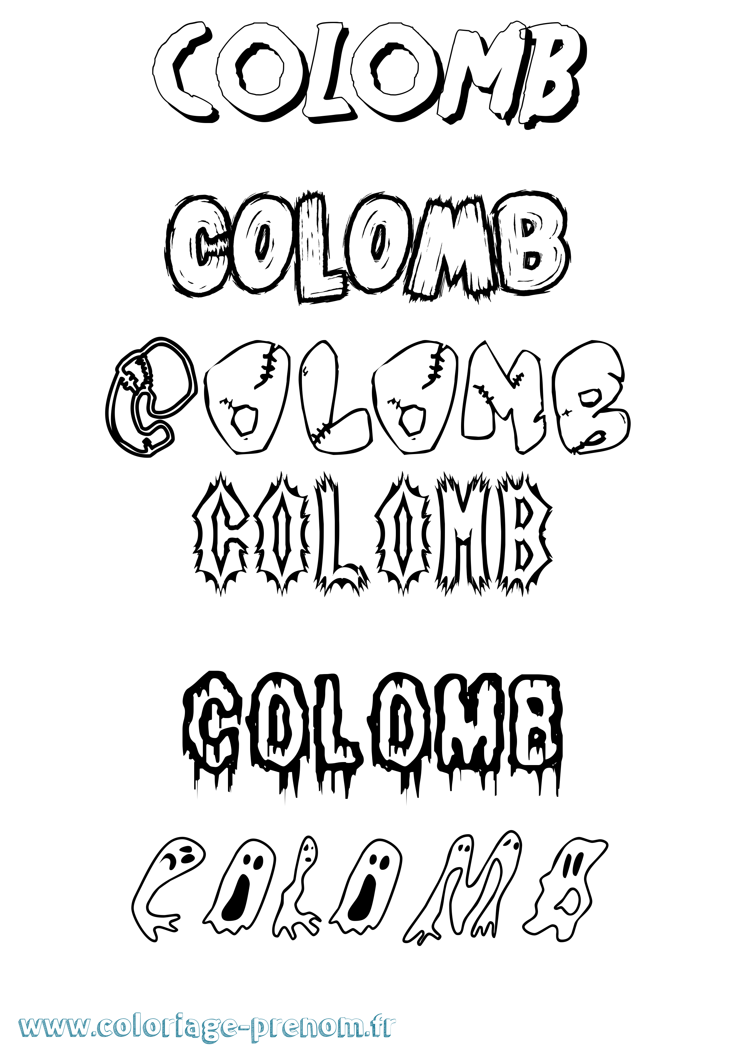 Coloriage prénom Colomb Frisson