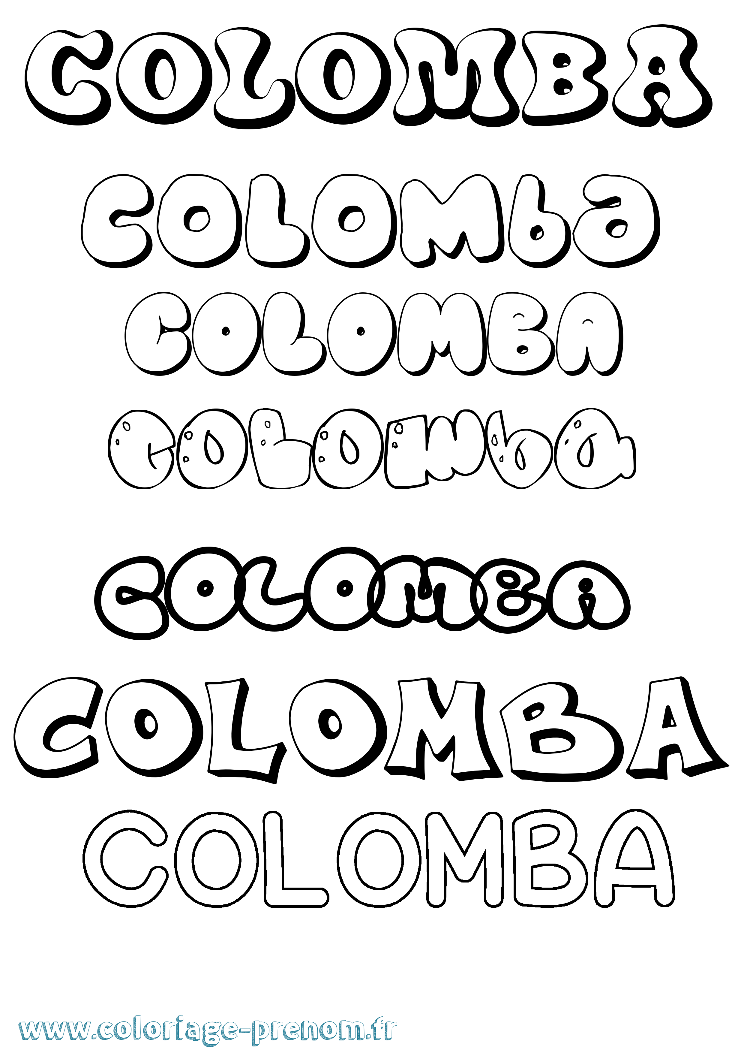 Coloriage prénom Colomba Bubble