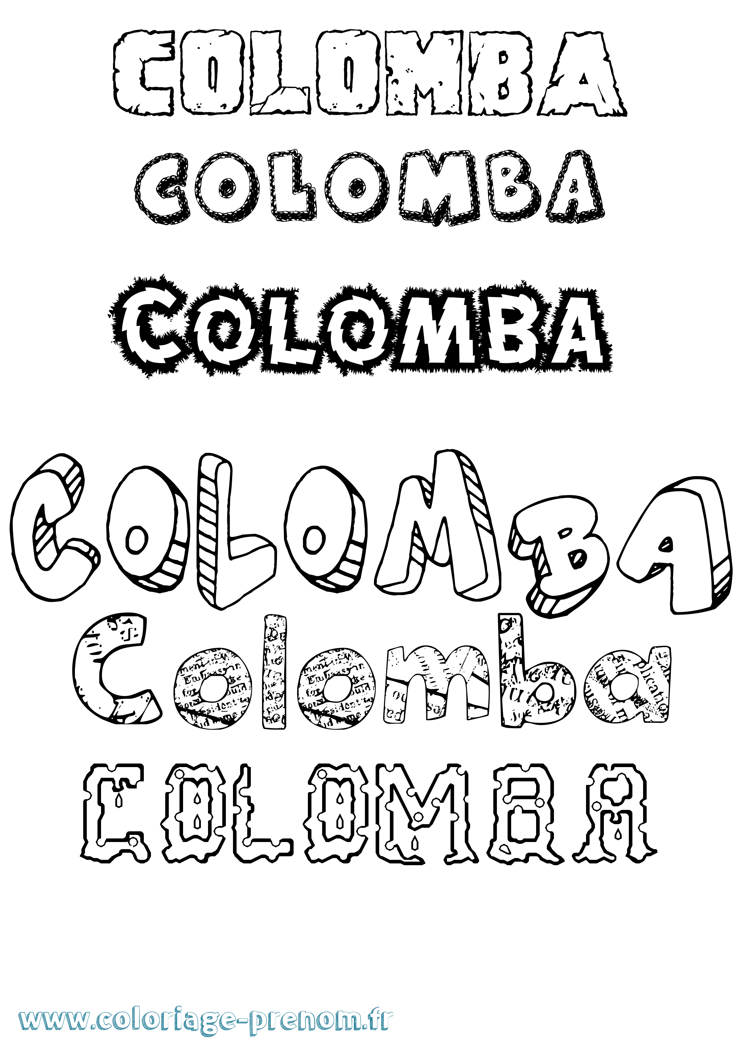 Coloriage prénom Colomba Destructuré