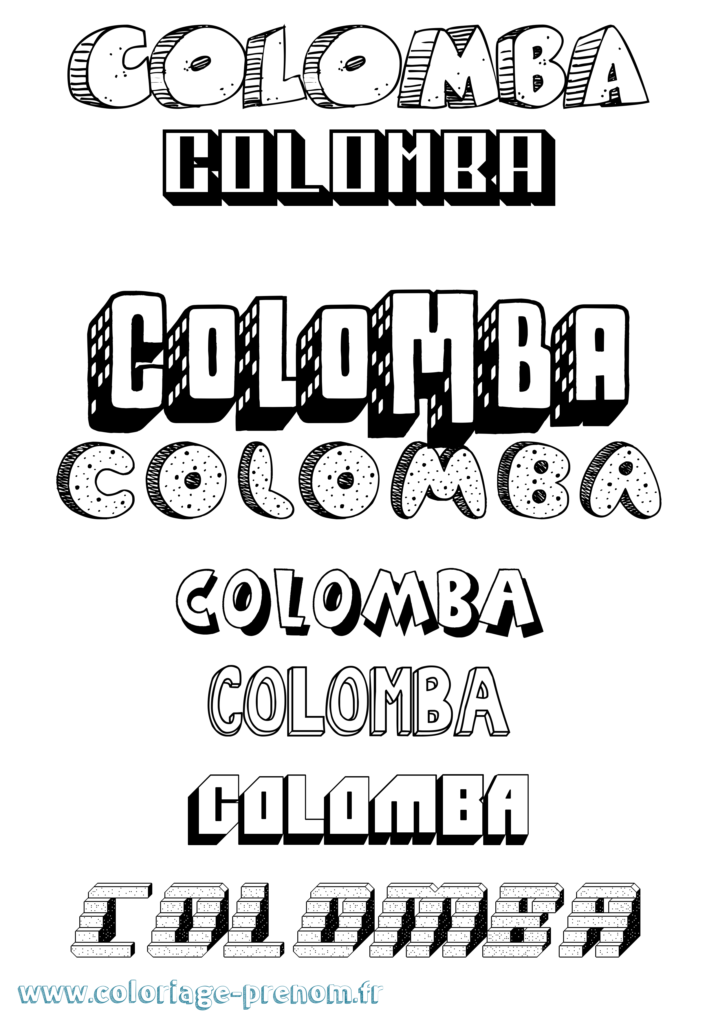 Coloriage prénom Colomba Effet 3D
