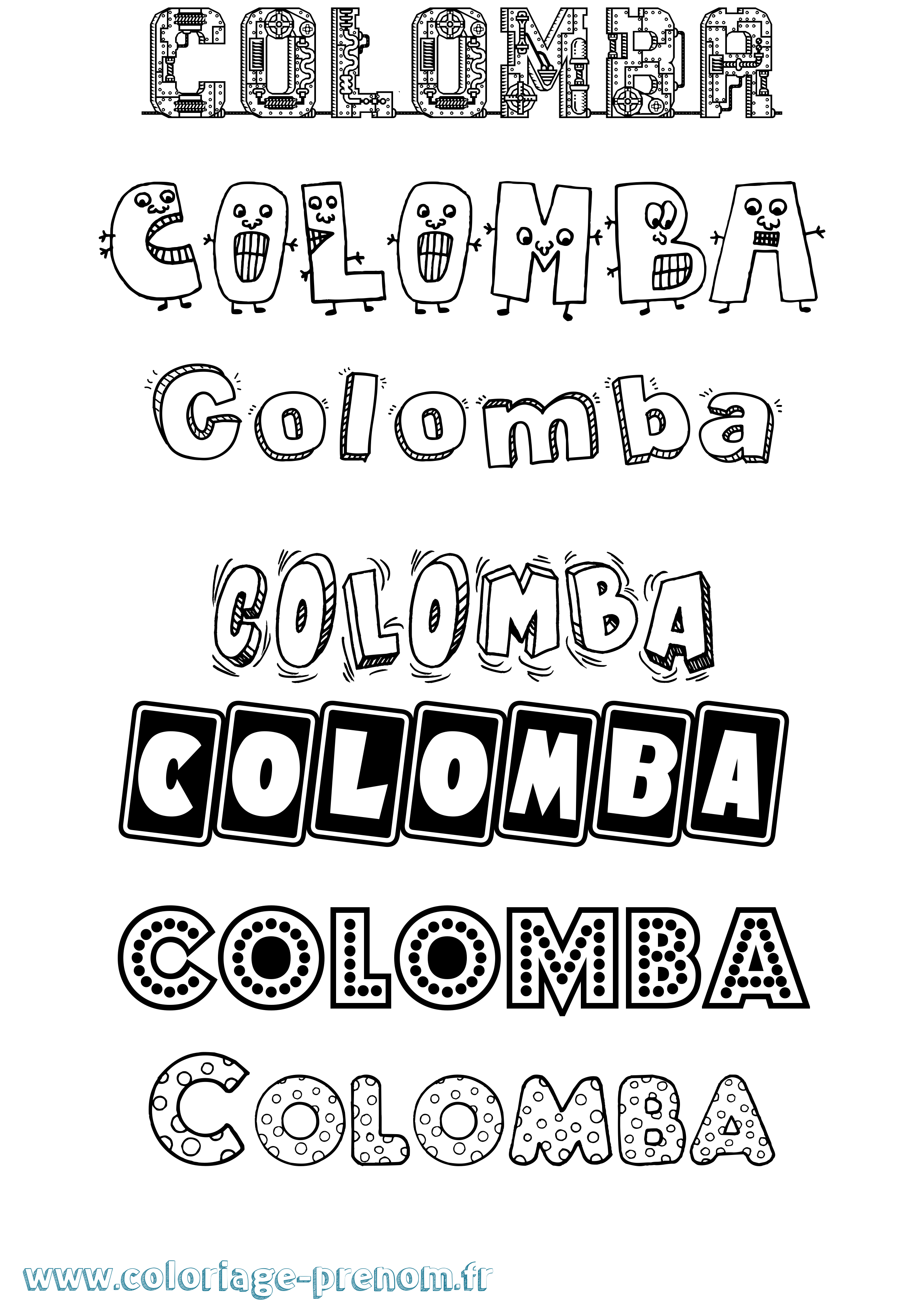 Coloriage prénom Colomba Fun