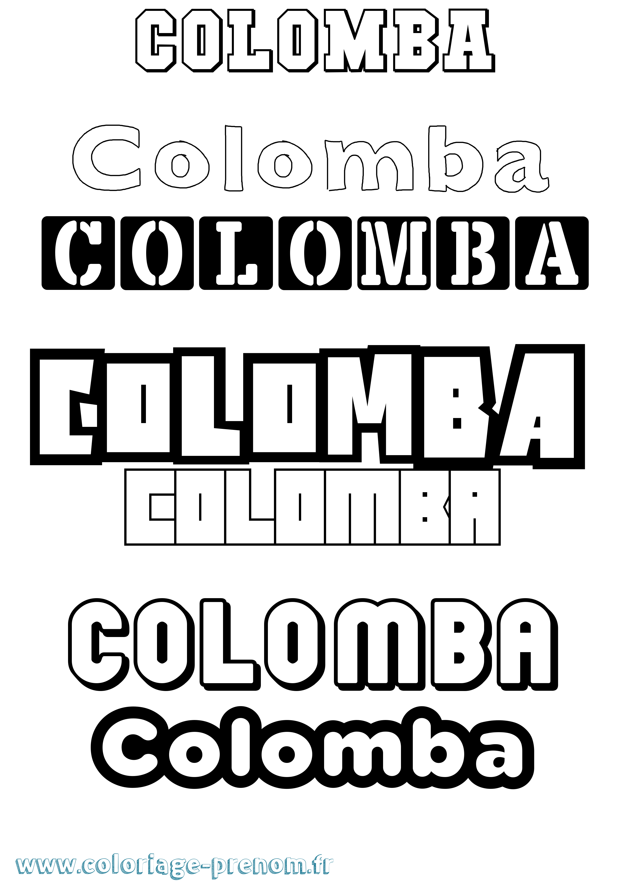 Coloriage prénom Colomba Simple