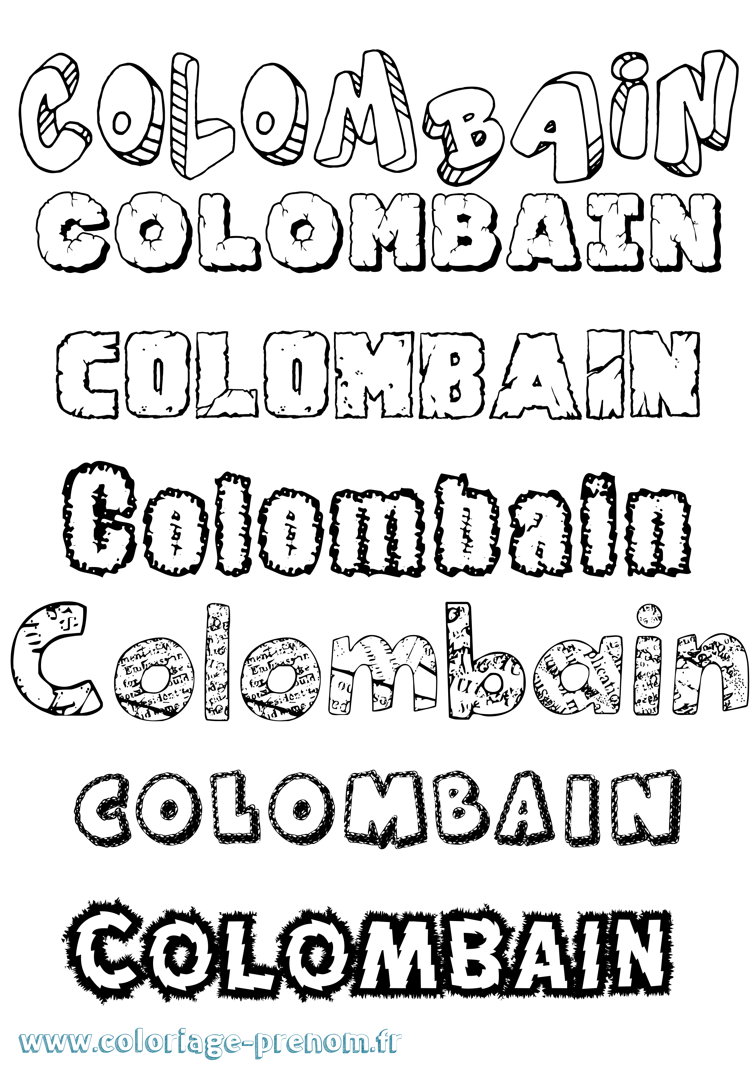 Coloriage prénom Colombain Destructuré