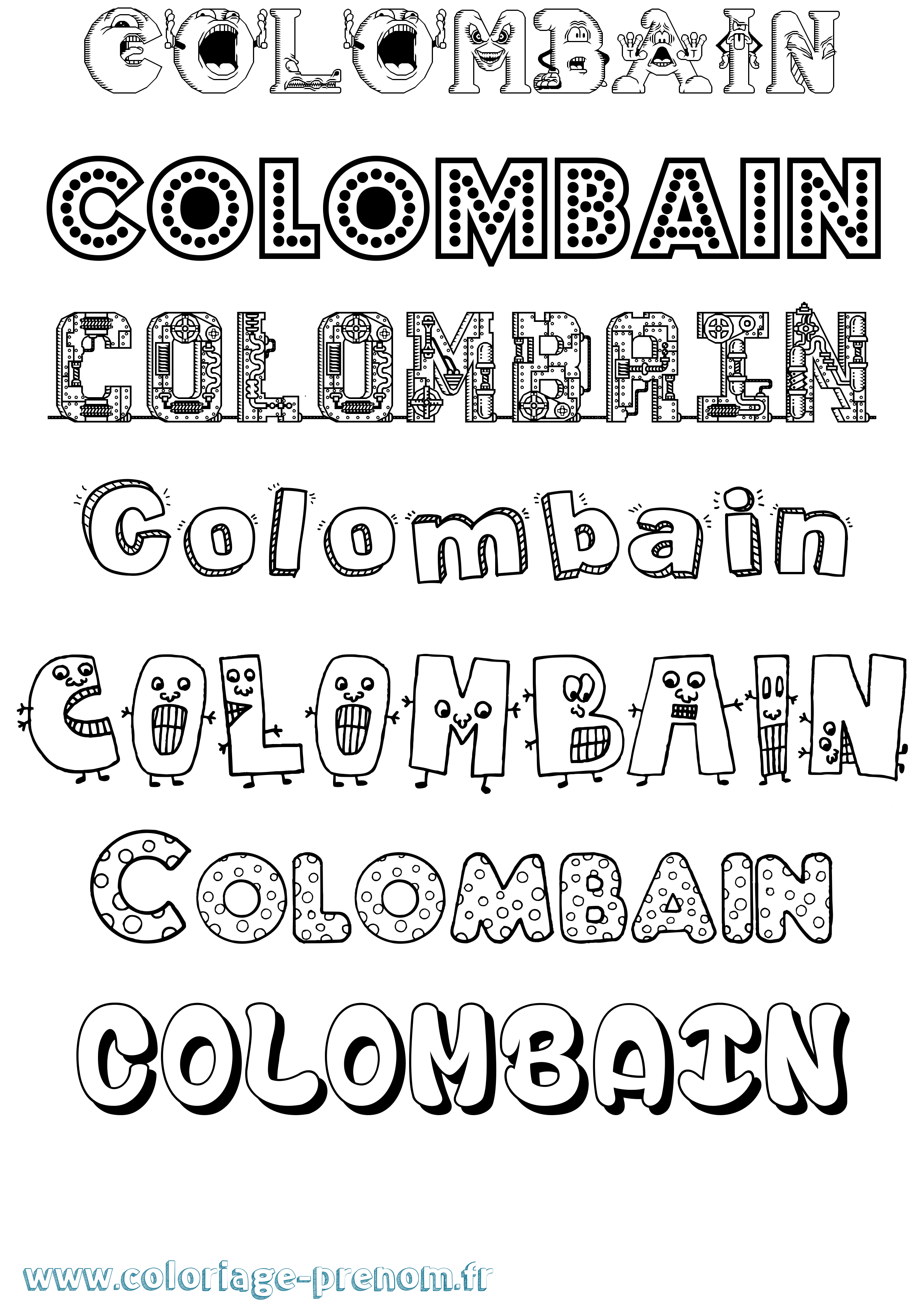 Coloriage prénom Colombain Fun