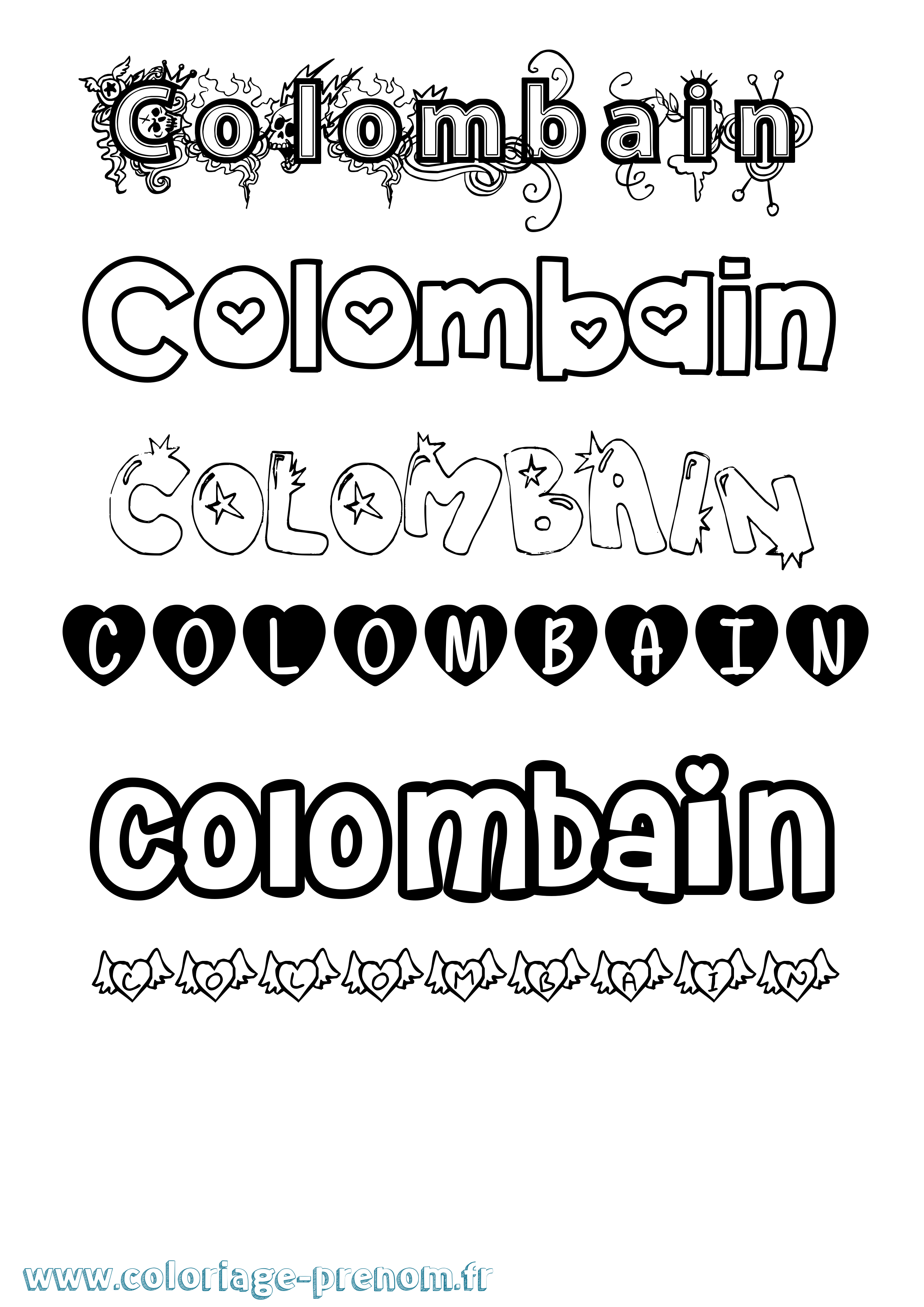 Coloriage prénom Colombain Girly