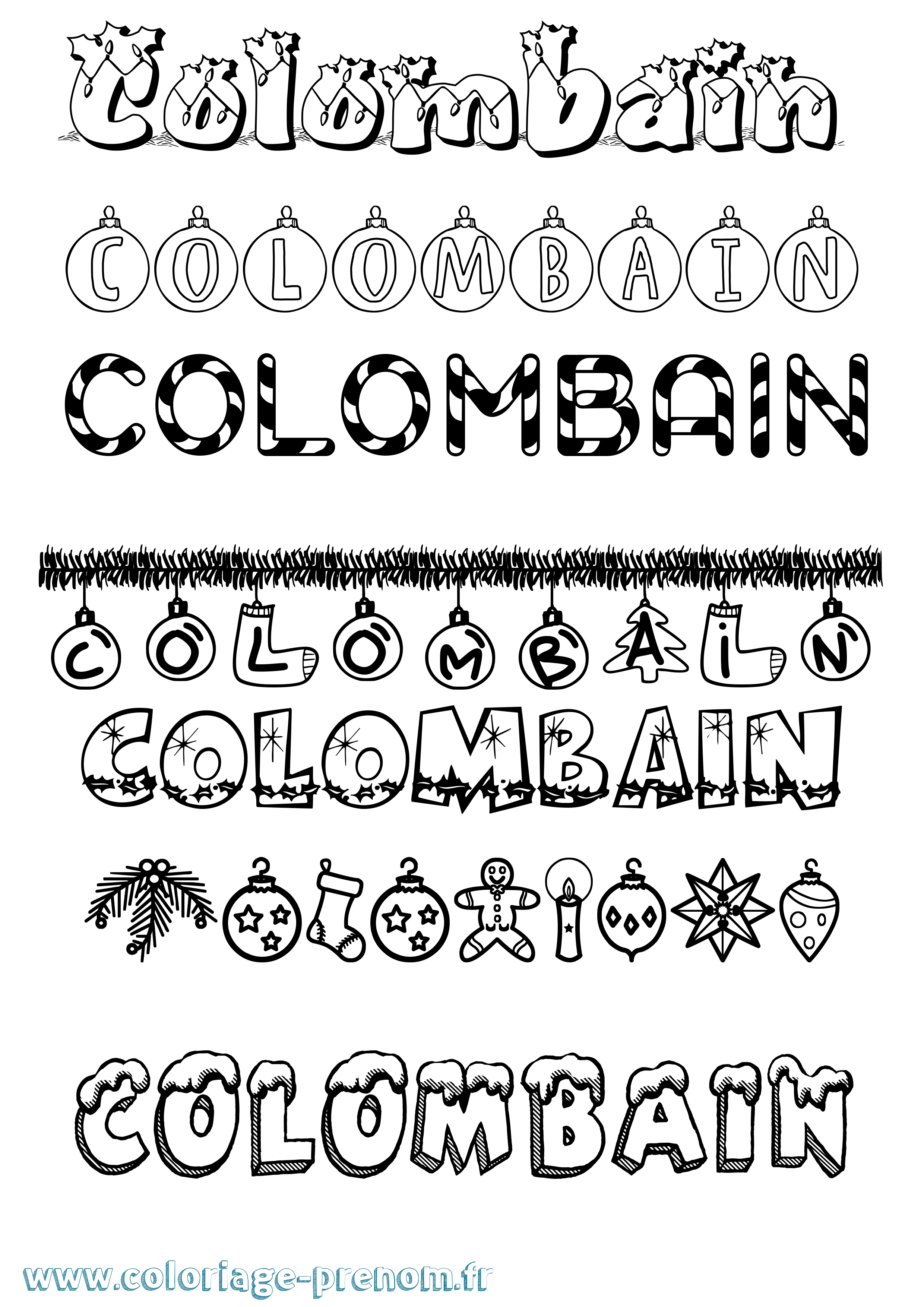 Coloriage prénom Colombain Noël