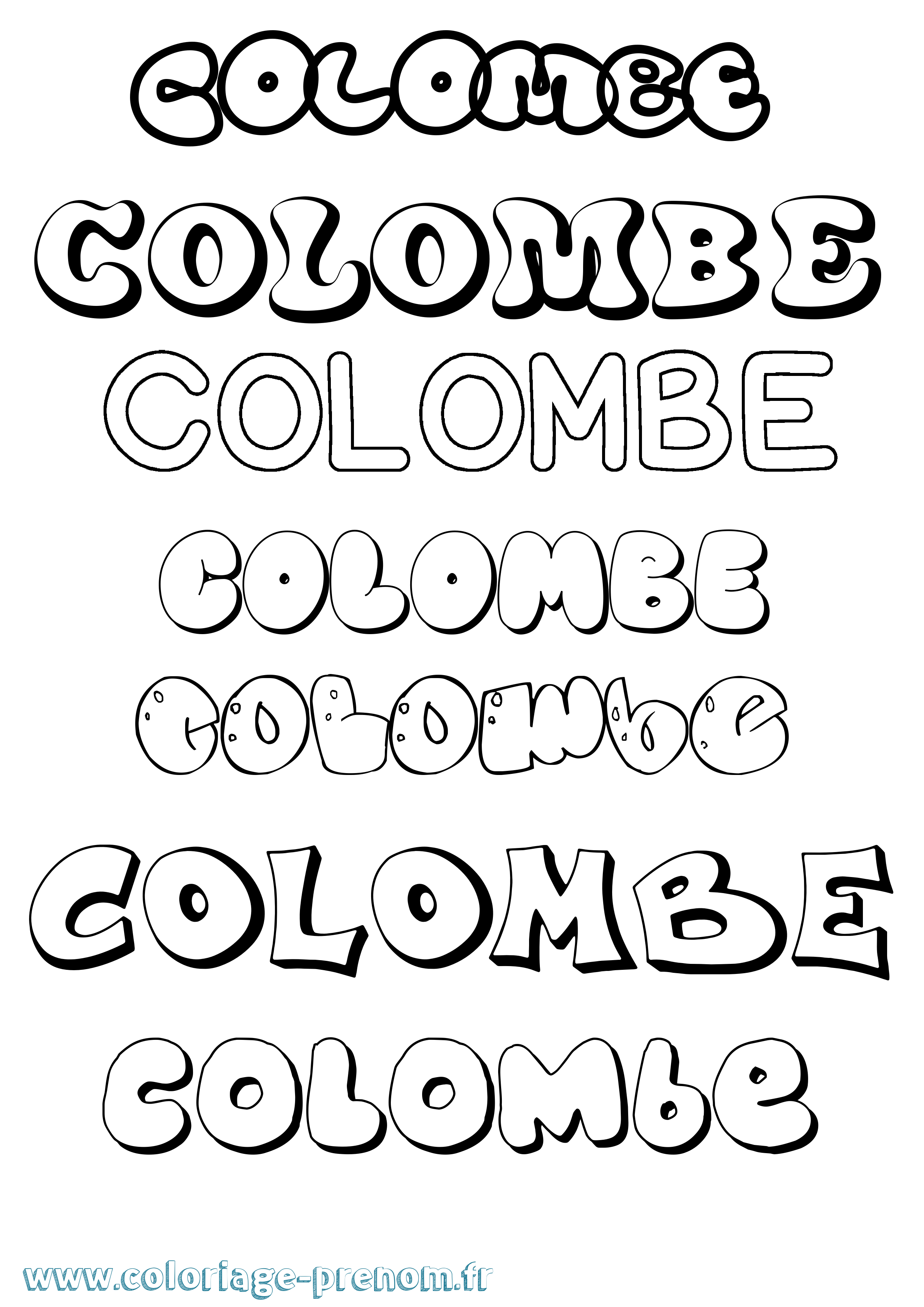 Coloriage prénom Colombe Bubble