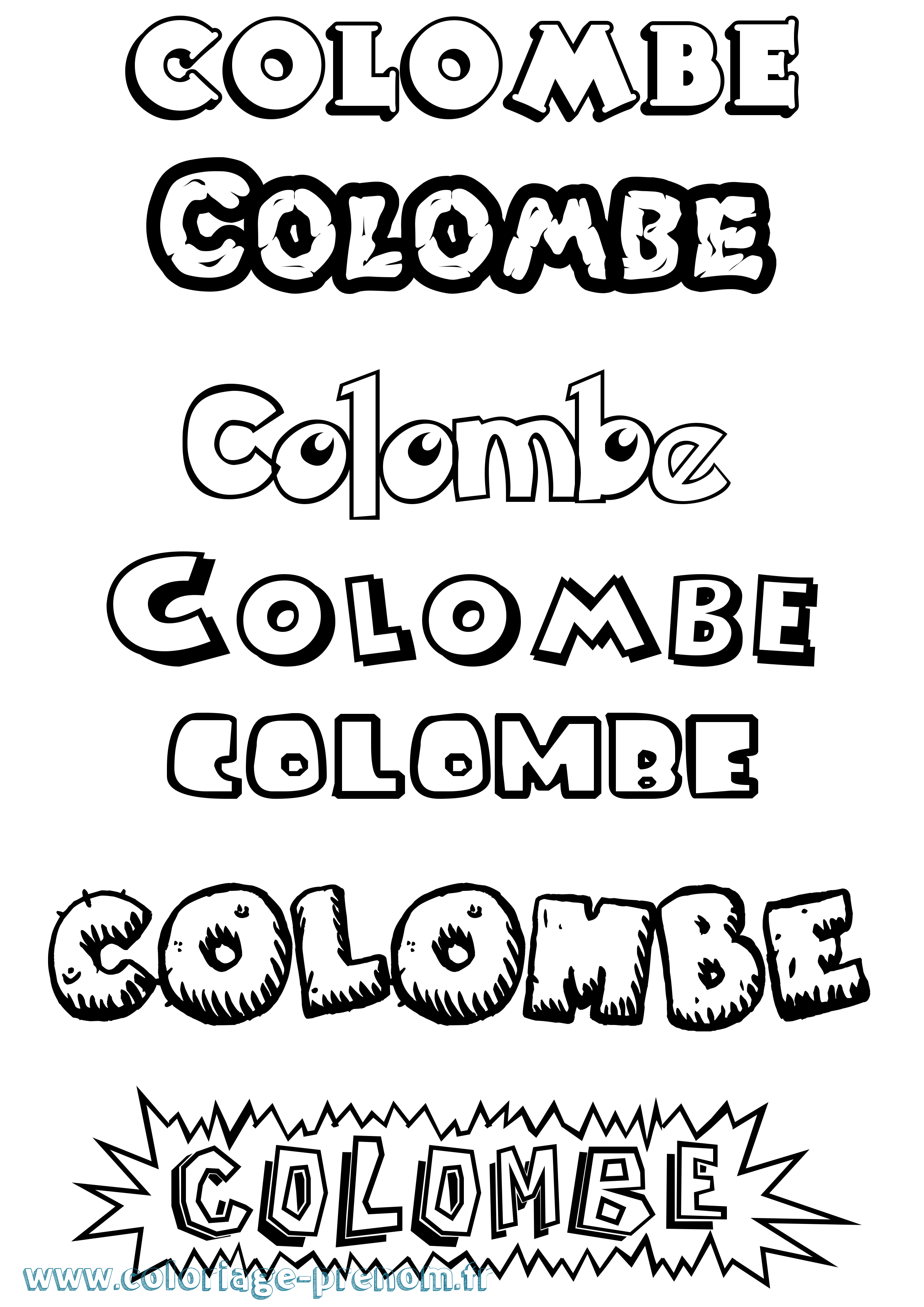Coloriage prénom Colombe Dessin Animé