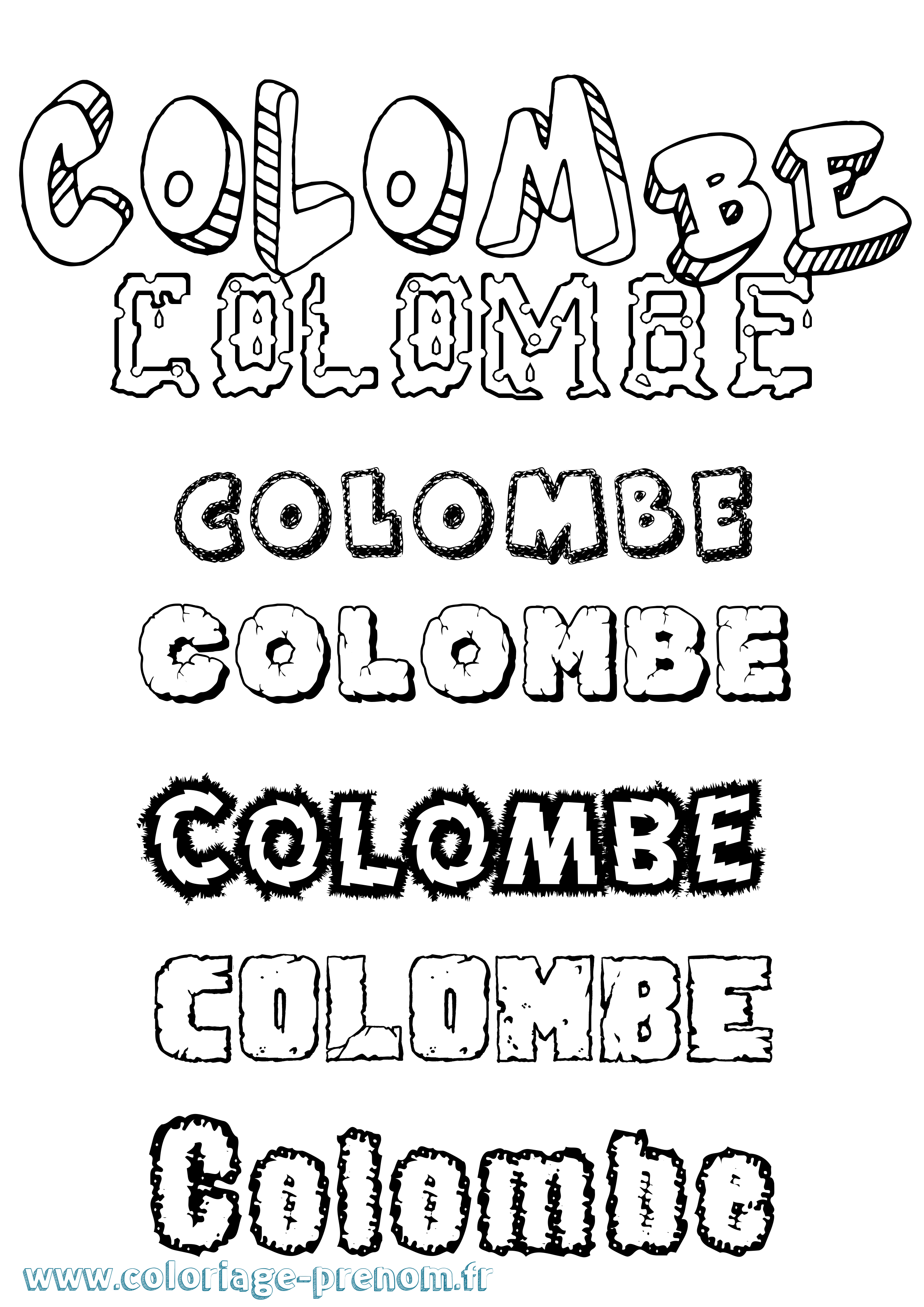 Coloriage prénom Colombe Destructuré