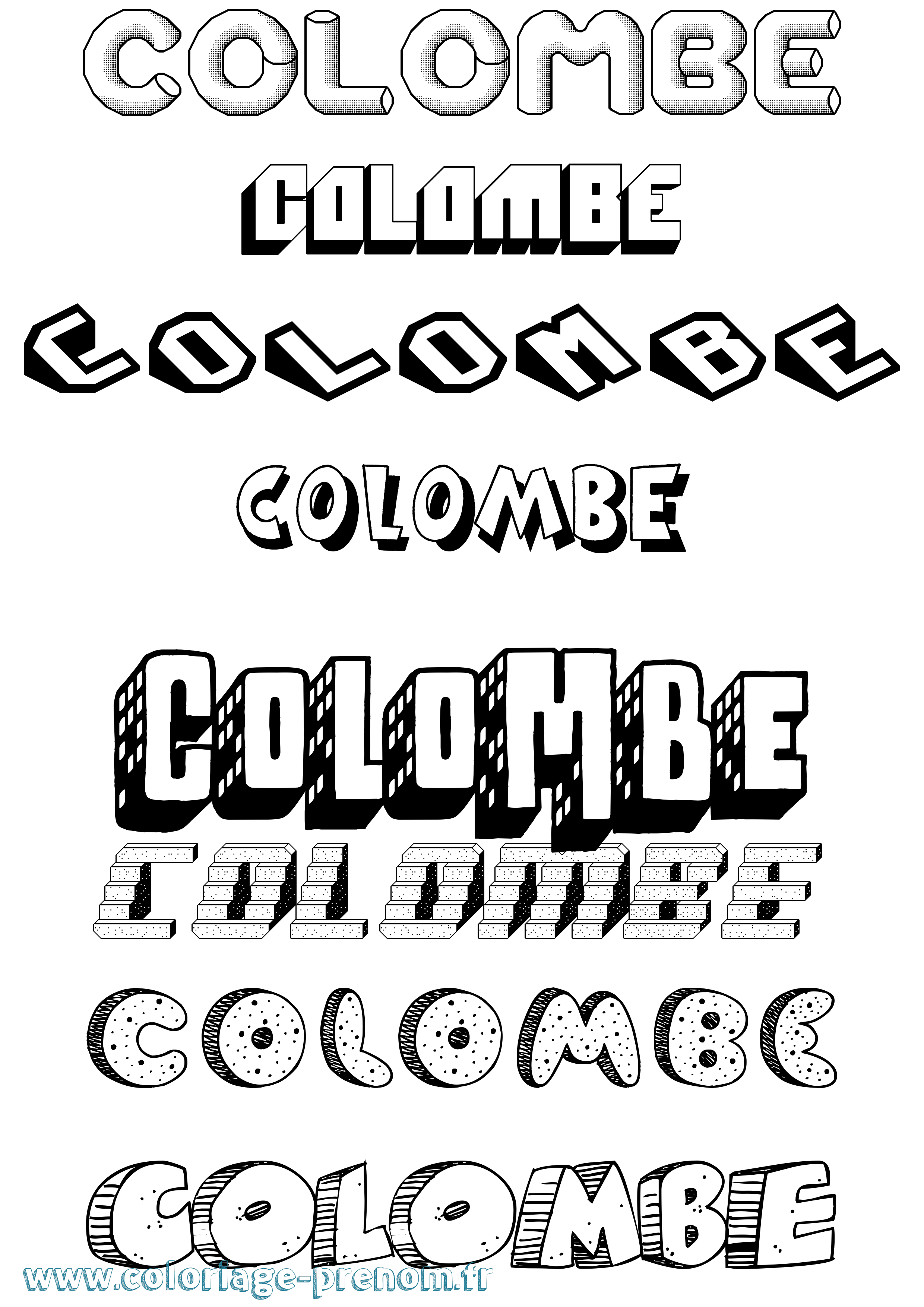 Coloriage prénom Colombe Effet 3D