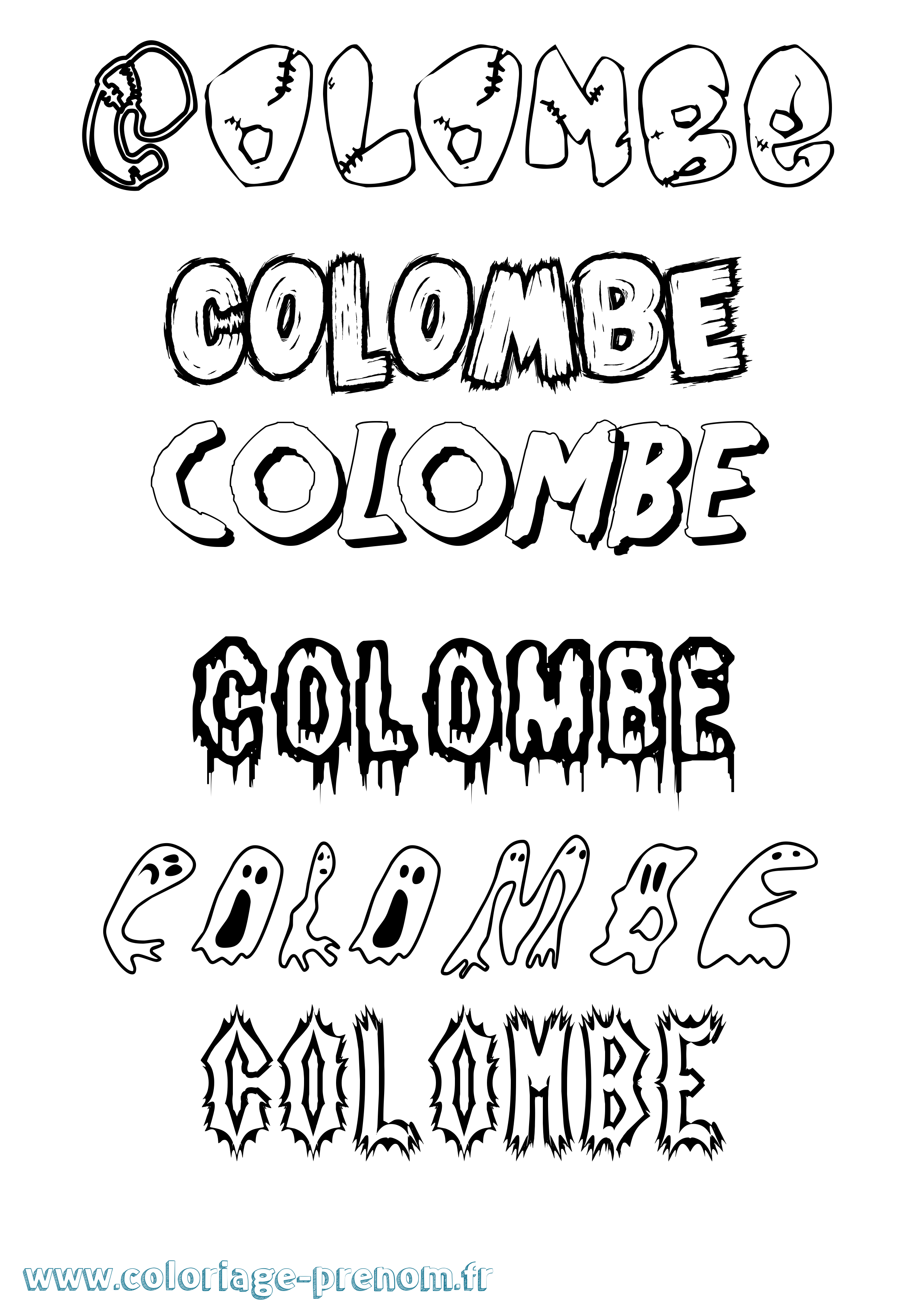 Coloriage prénom Colombe Frisson