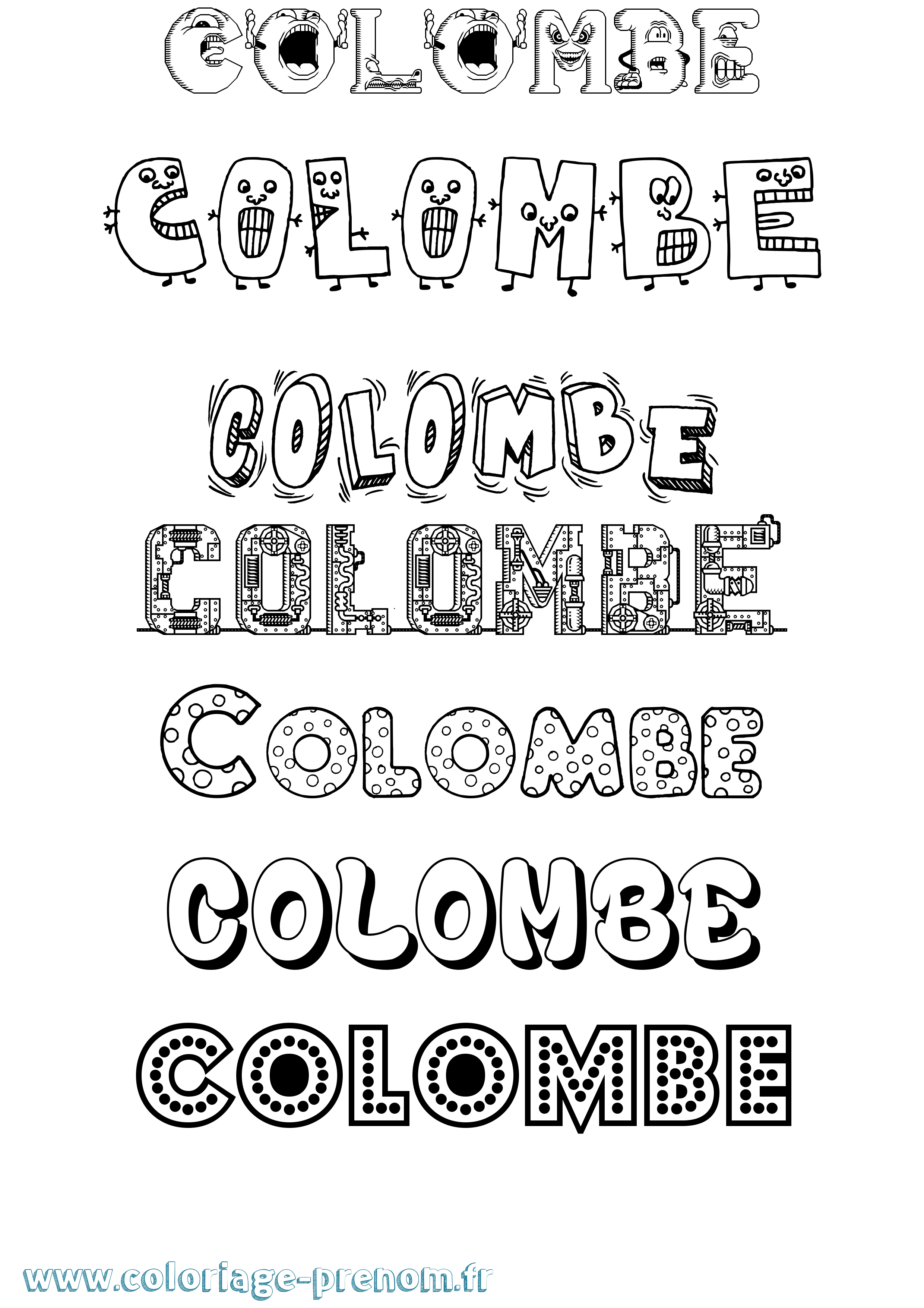Coloriage prénom Colombe Fun