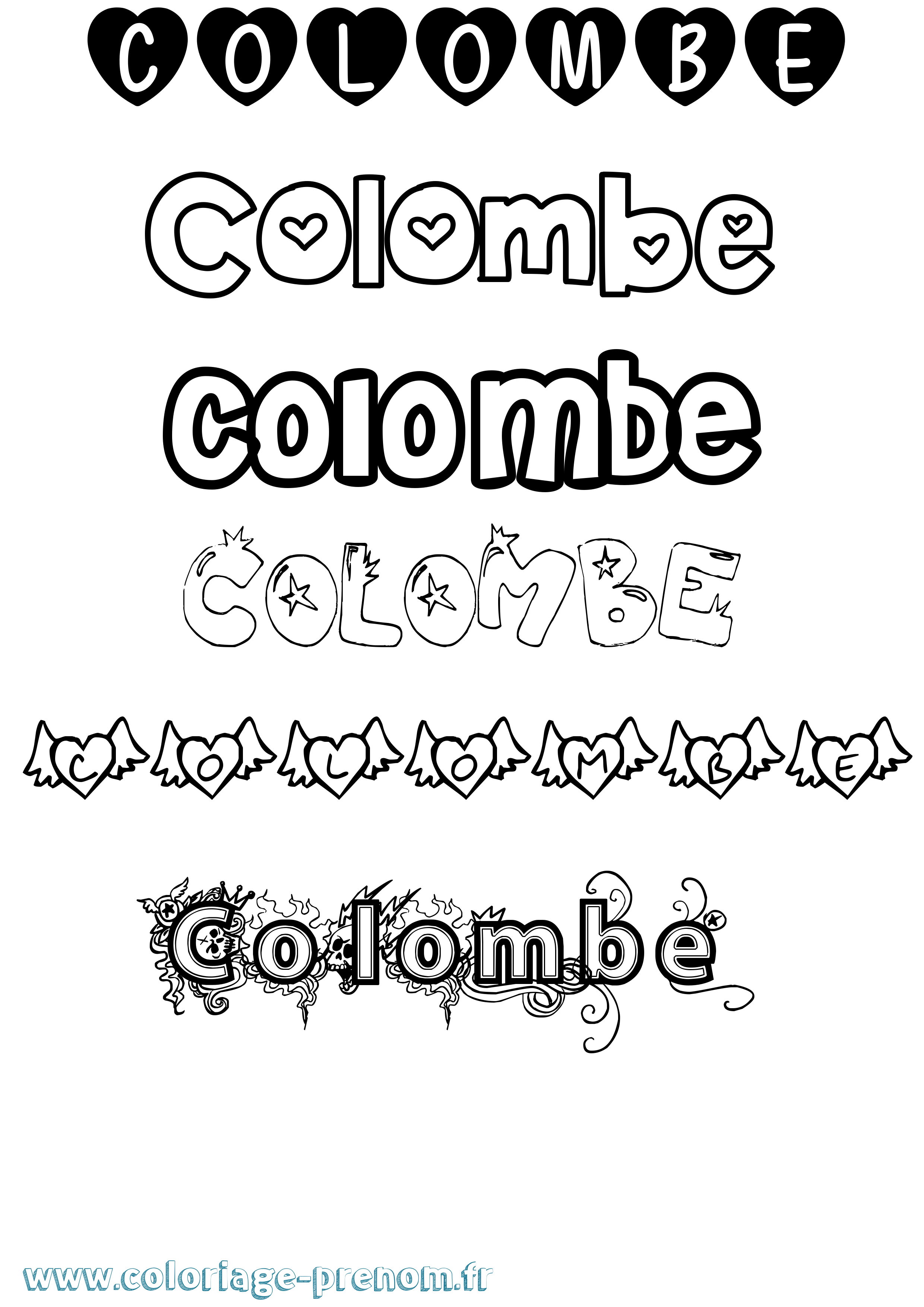 Coloriage prénom Colombe Girly
