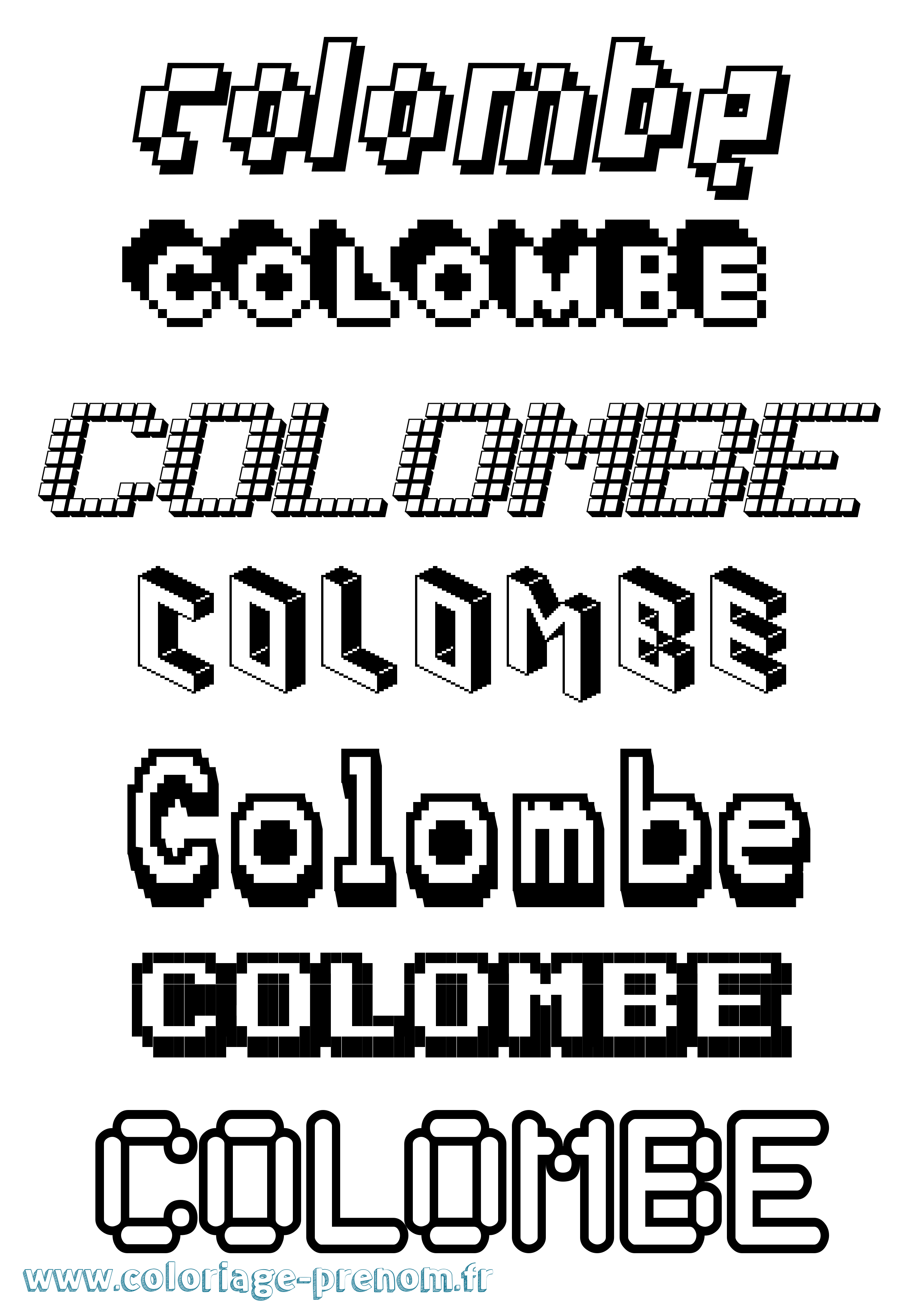 Coloriage prénom Colombe Pixel