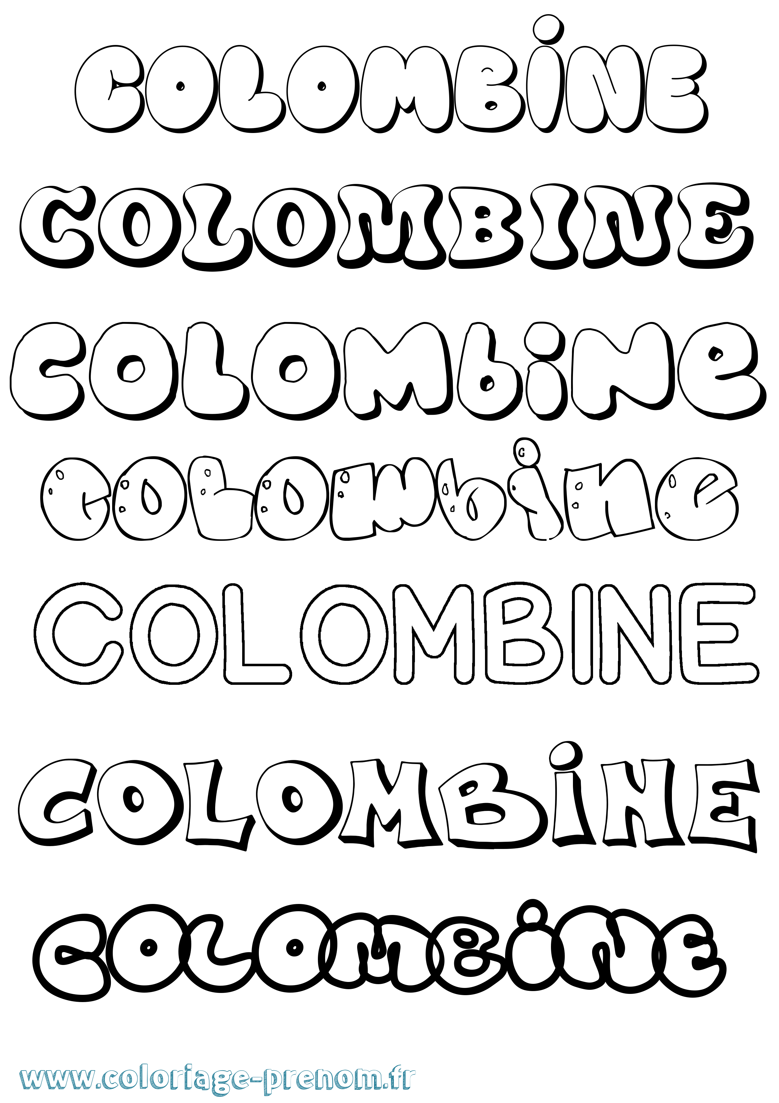 Coloriage Colombine Bubble Coloriage prénom Colombine Bubble
