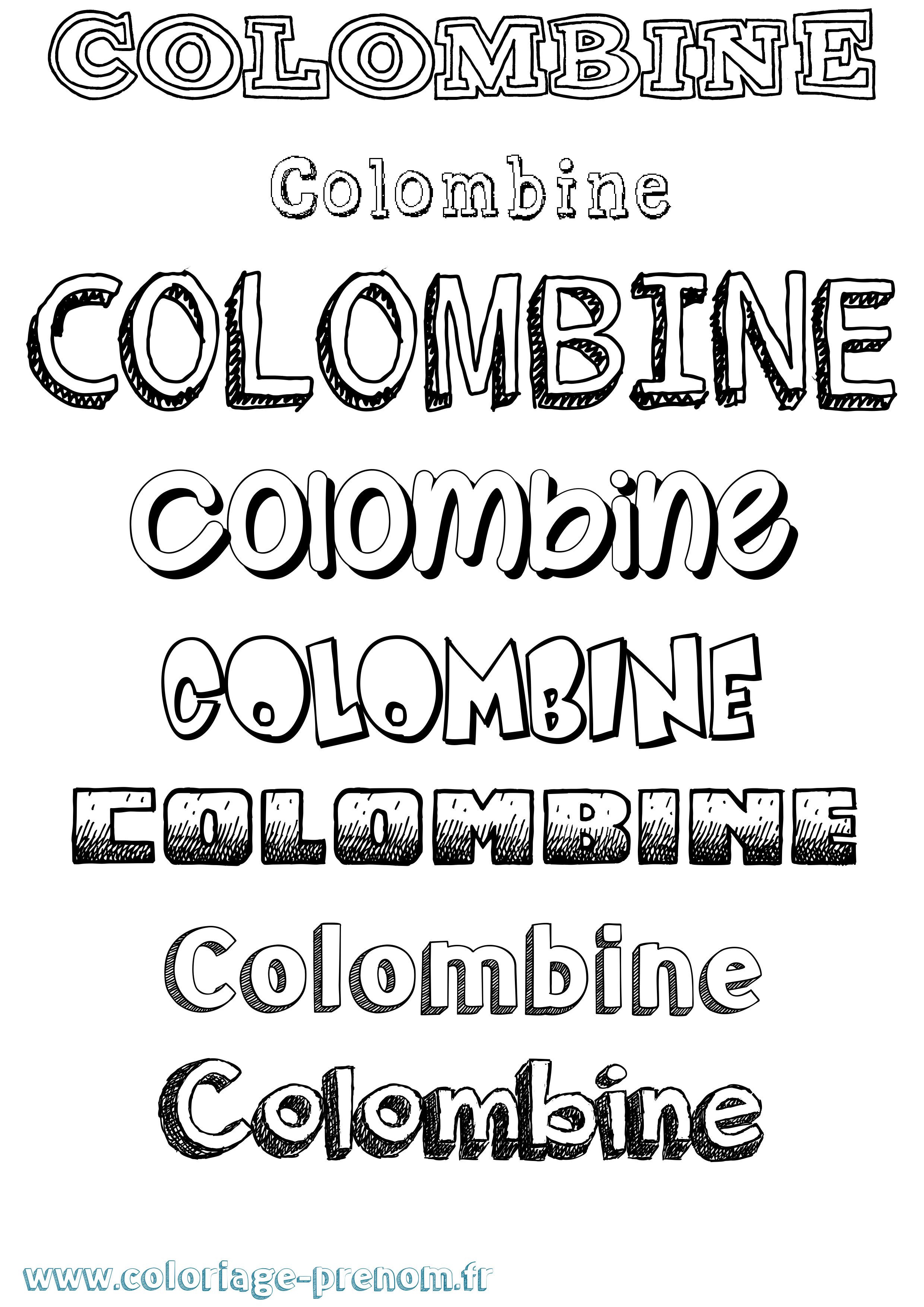 Coloriage Colombine Dessiné Coloriage prénom Colombine Dessiné
