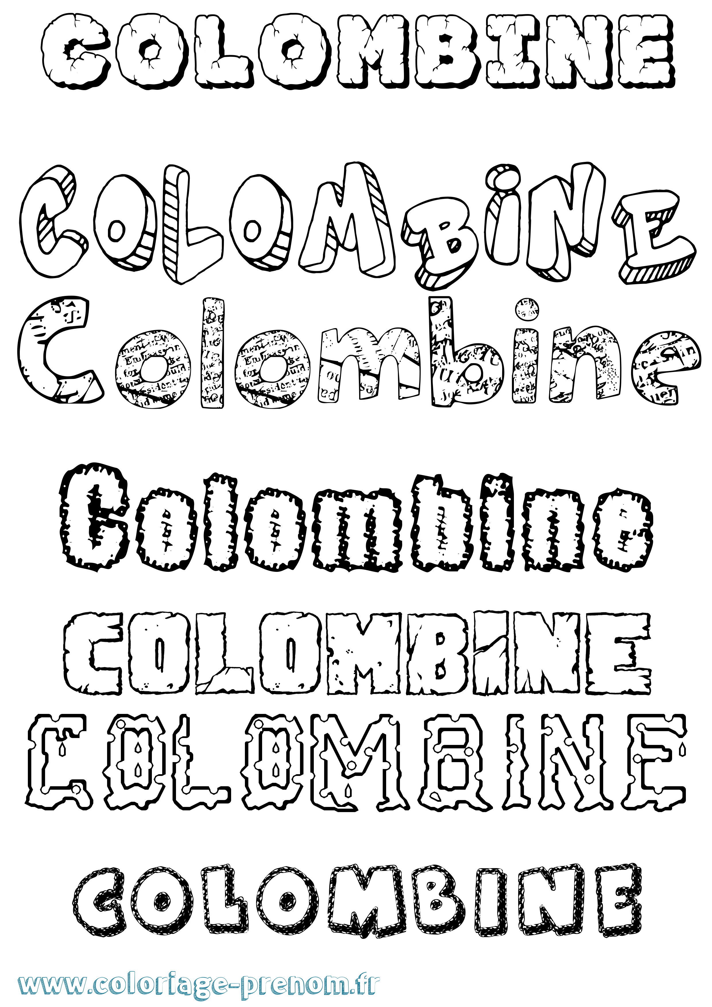 Coloriage Colombine Destructuré Coloriage prénom Colombine Destructuré