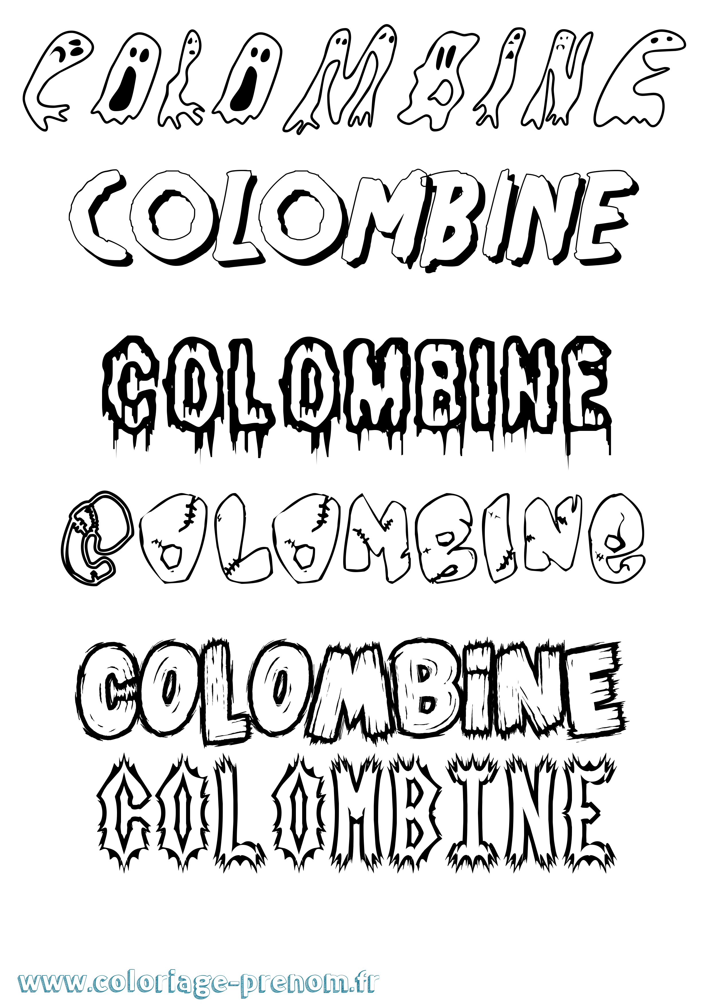 Coloriage Colombine Frisson Coloriage prénom Colombine Frisson