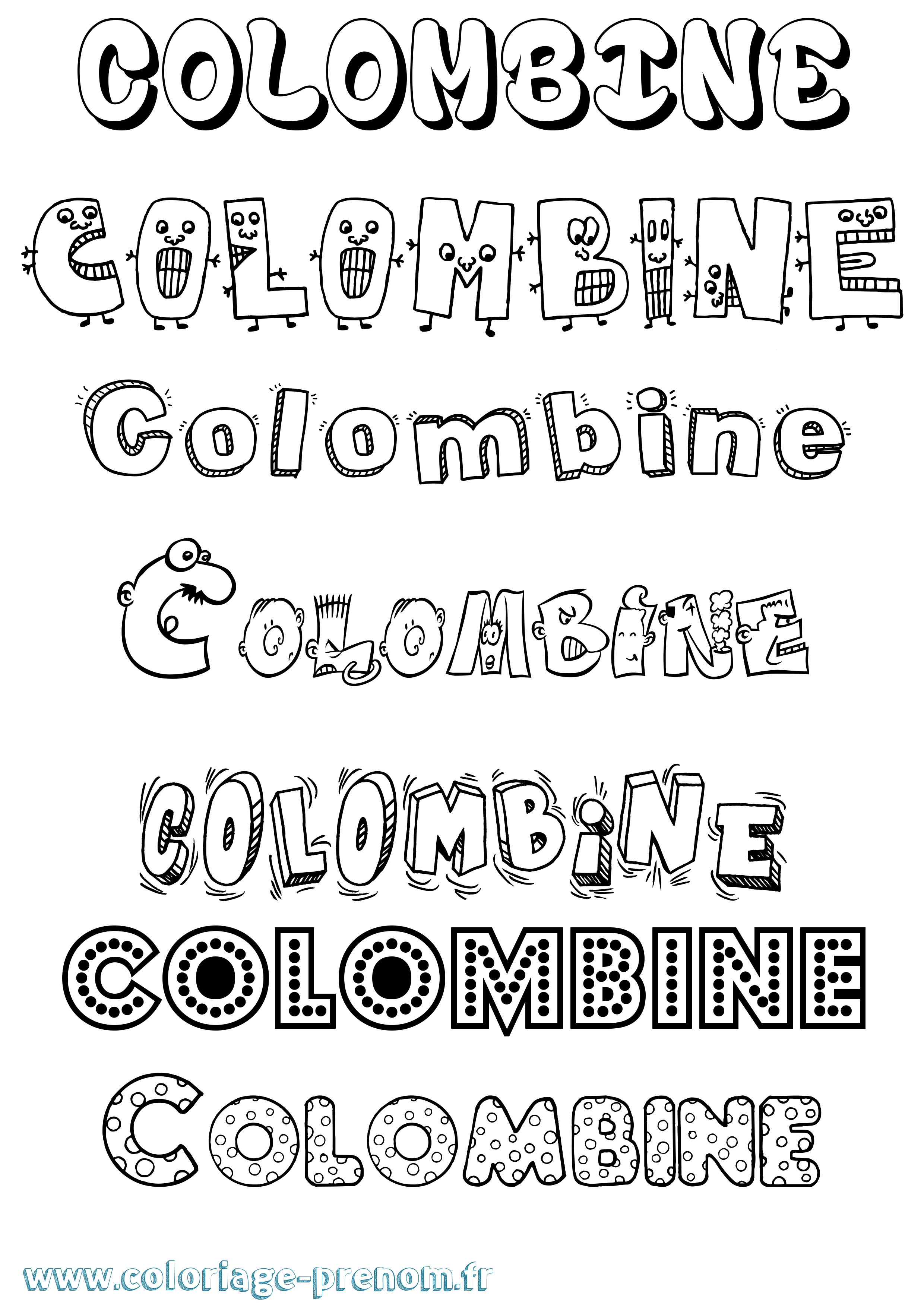 Coloriage Colombine Fun Coloriage prénom Colombine Fun