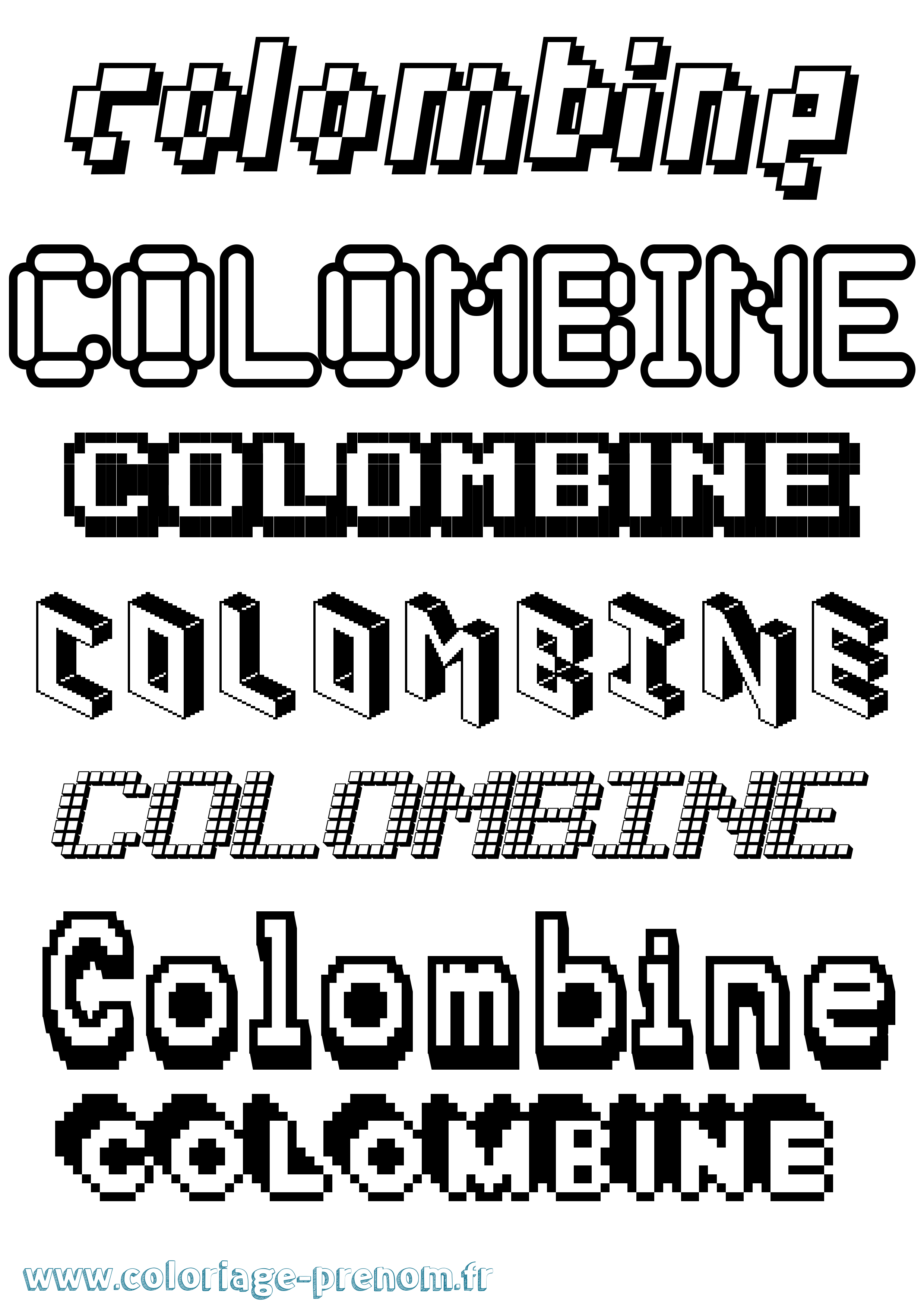 Coloriage Colombine Pixel Coloriage prénom Colombine Pixel