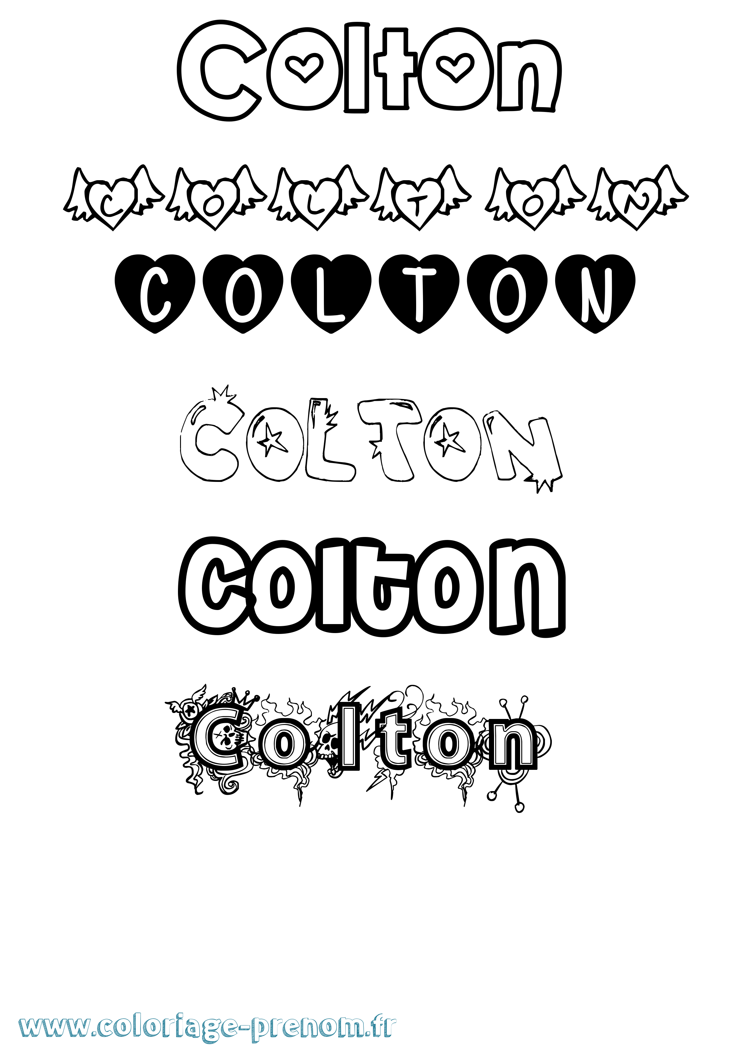 Coloriage prénom Colton Girly