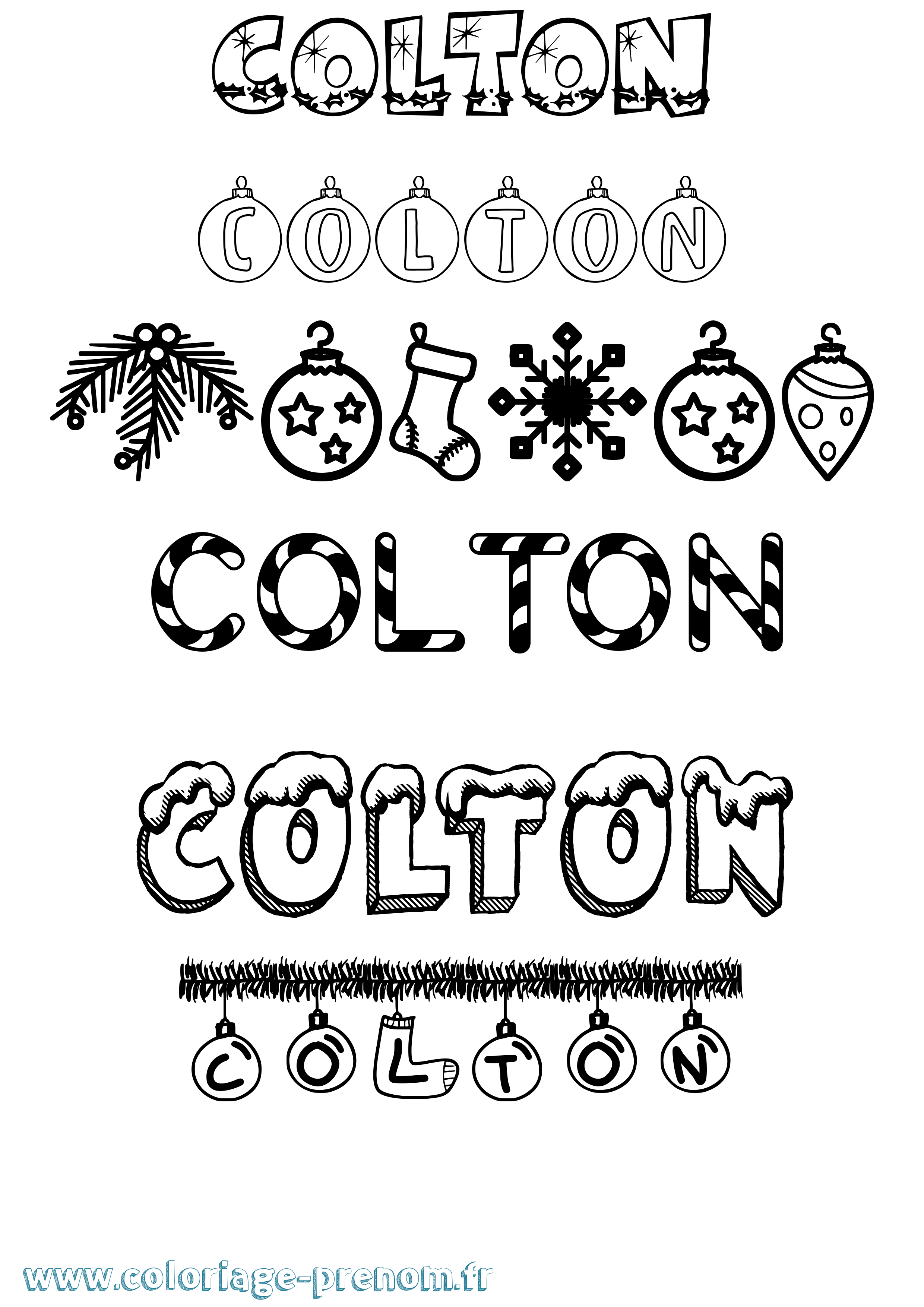 Coloriage prénom Colton Noël