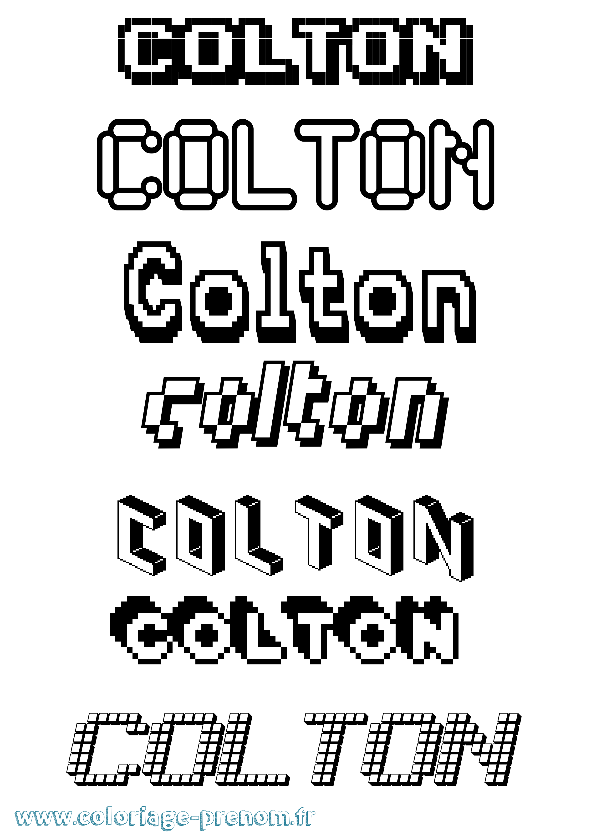 Coloriage prénom Colton Pixel