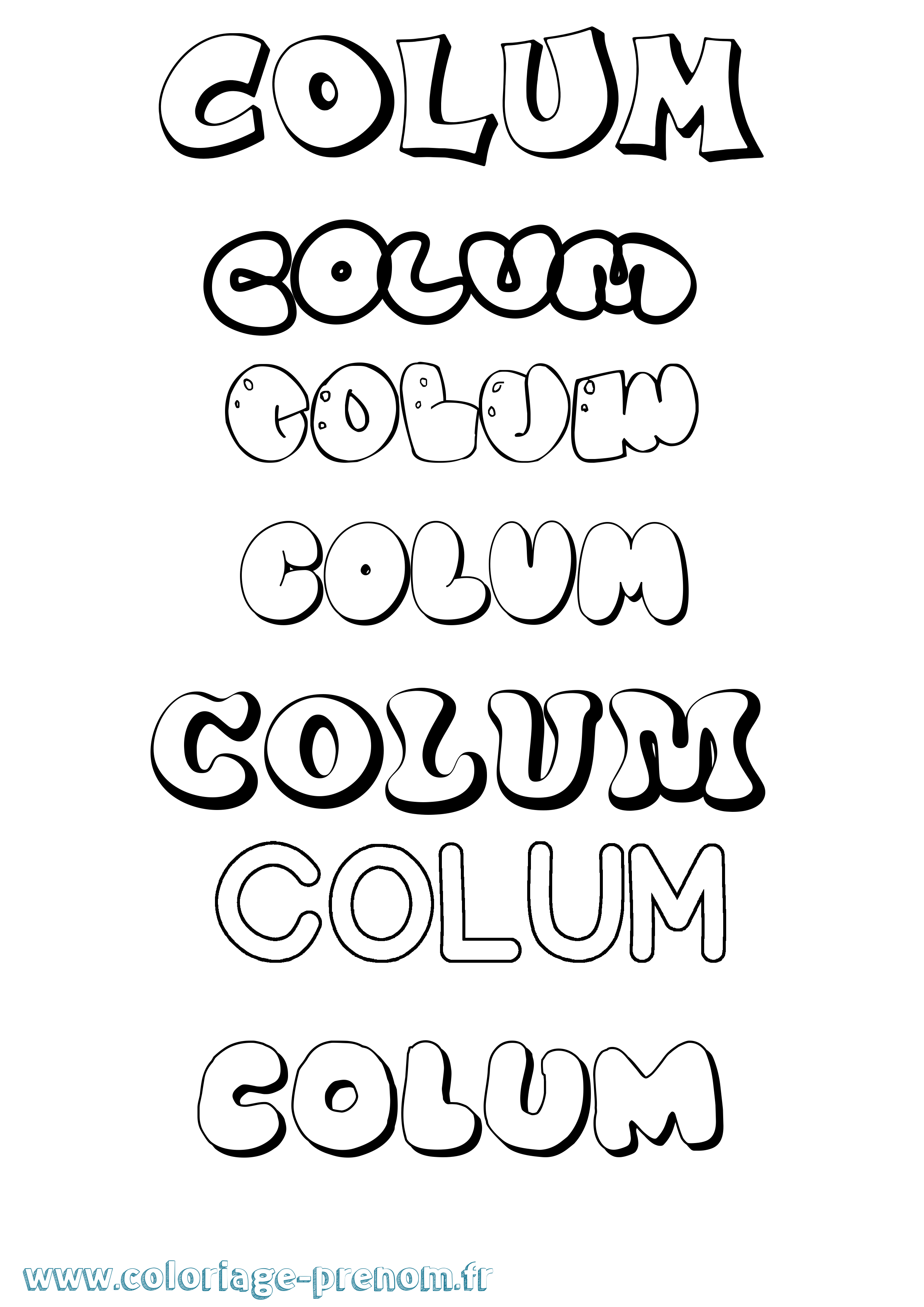 Coloriage prénom Colum Bubble
