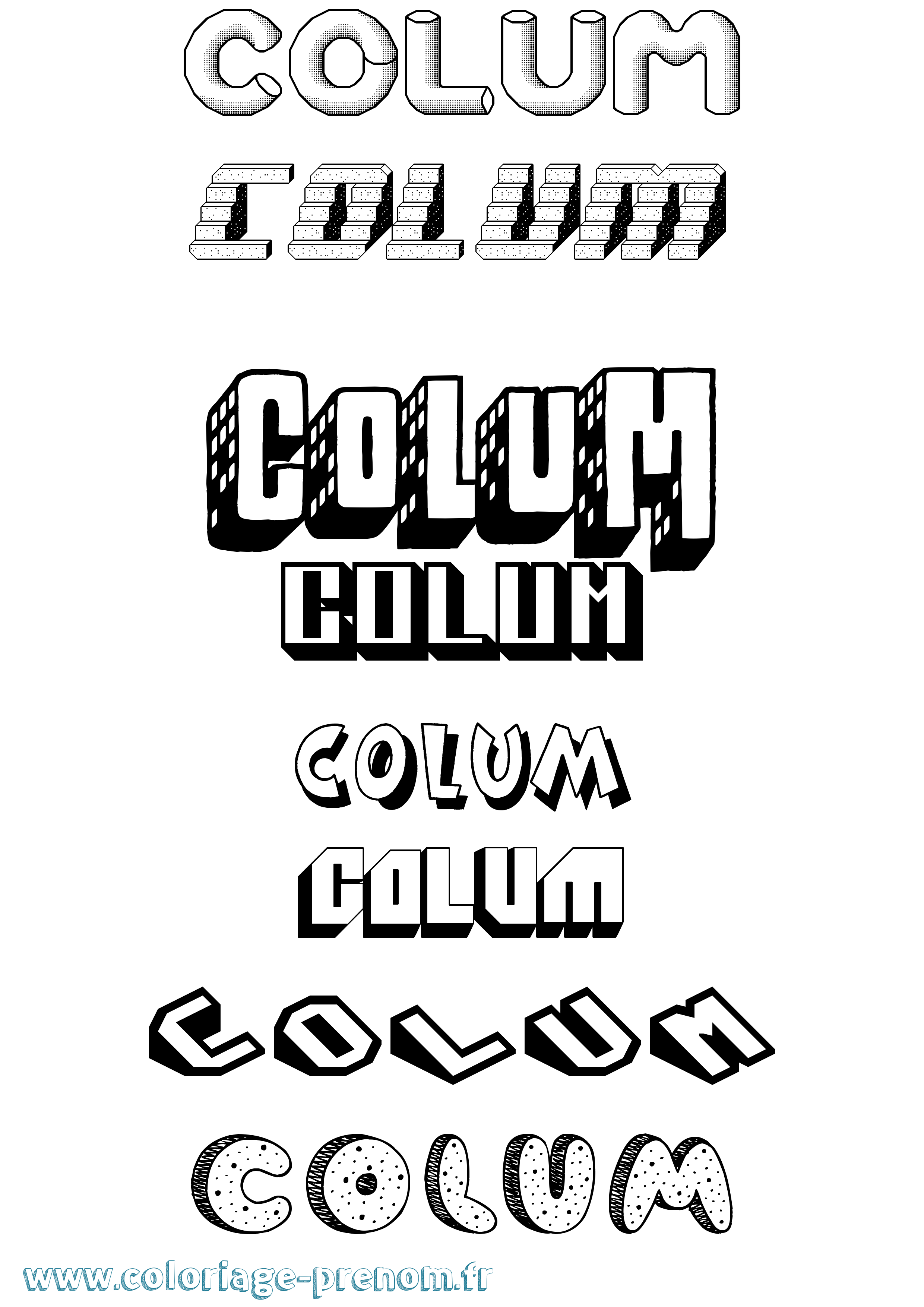 Coloriage prénom Colum Effet 3D