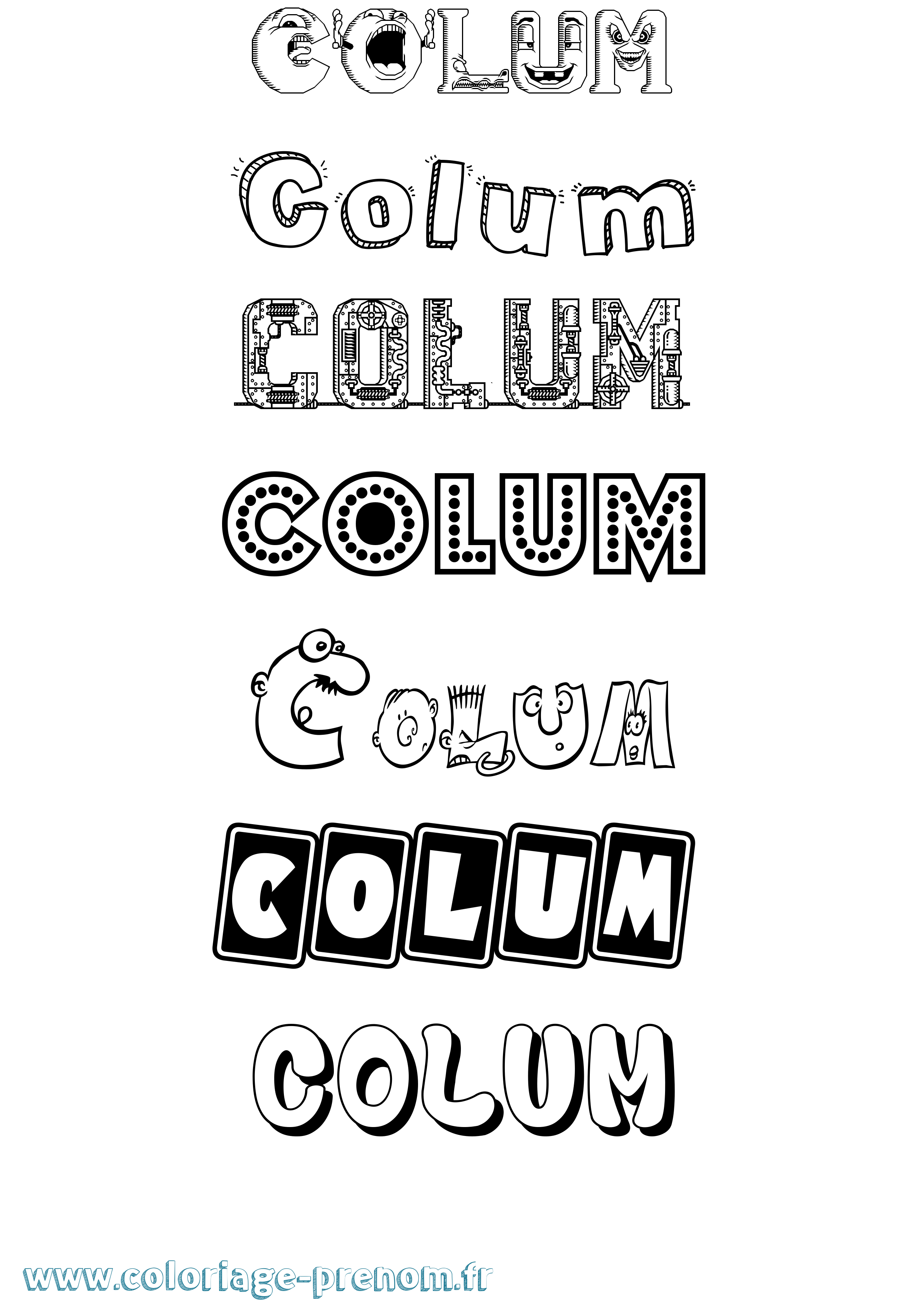 Coloriage prénom Colum Fun