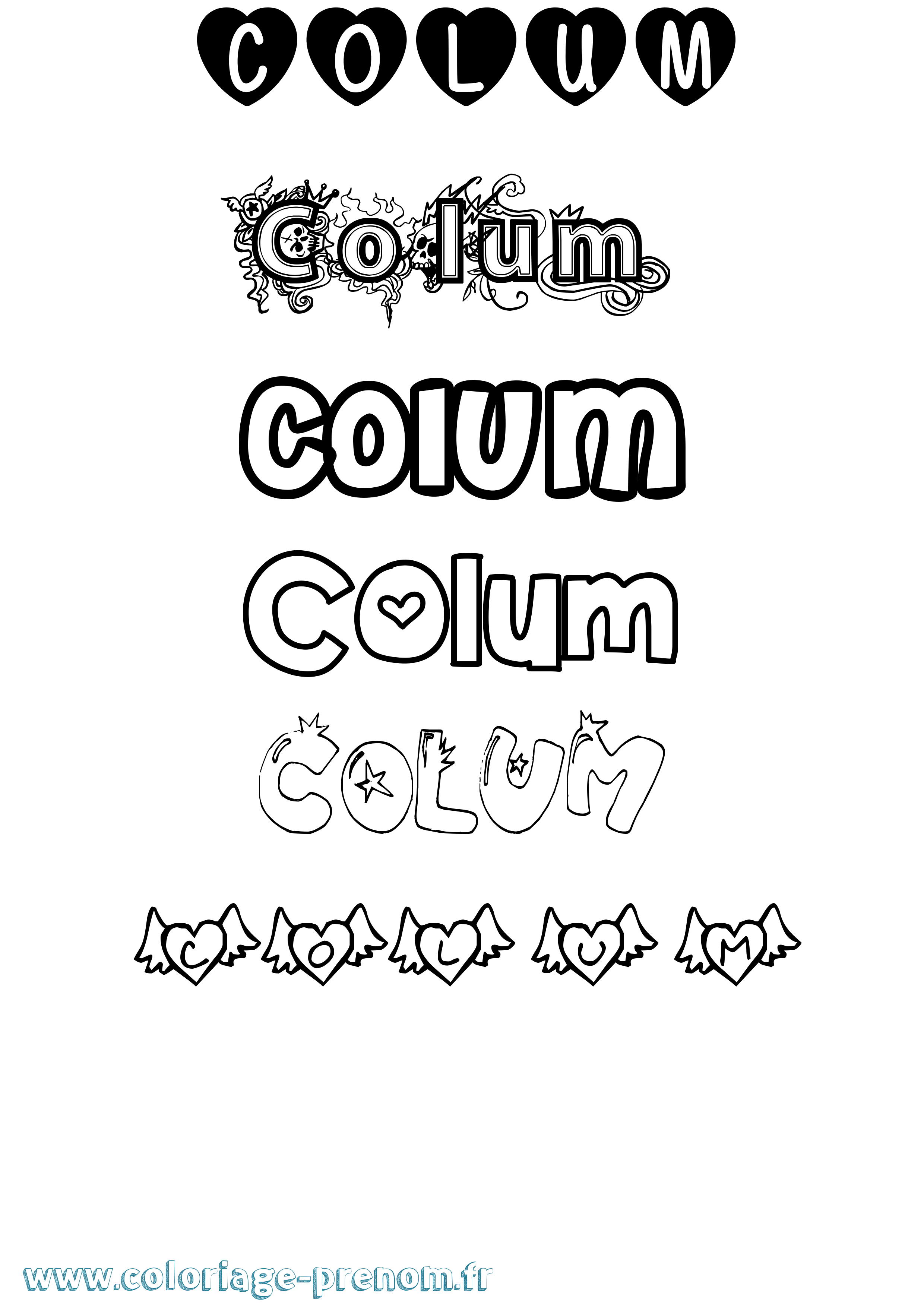 Coloriage prénom Colum Girly