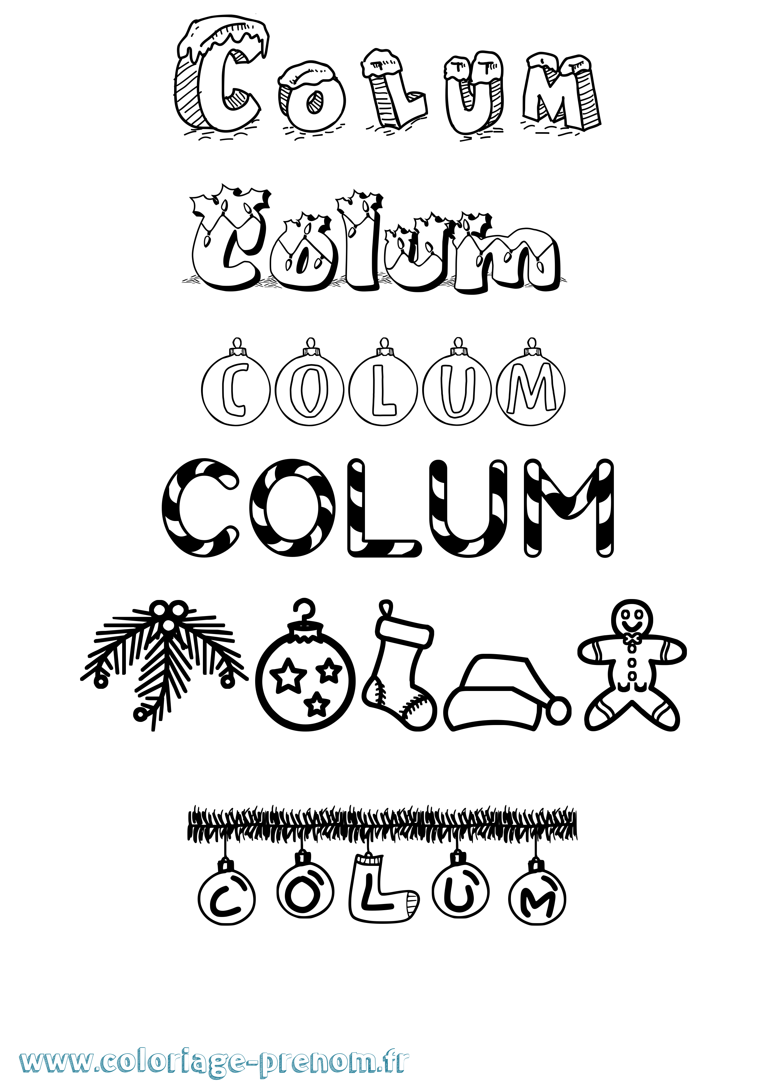 Coloriage prénom Colum Noël