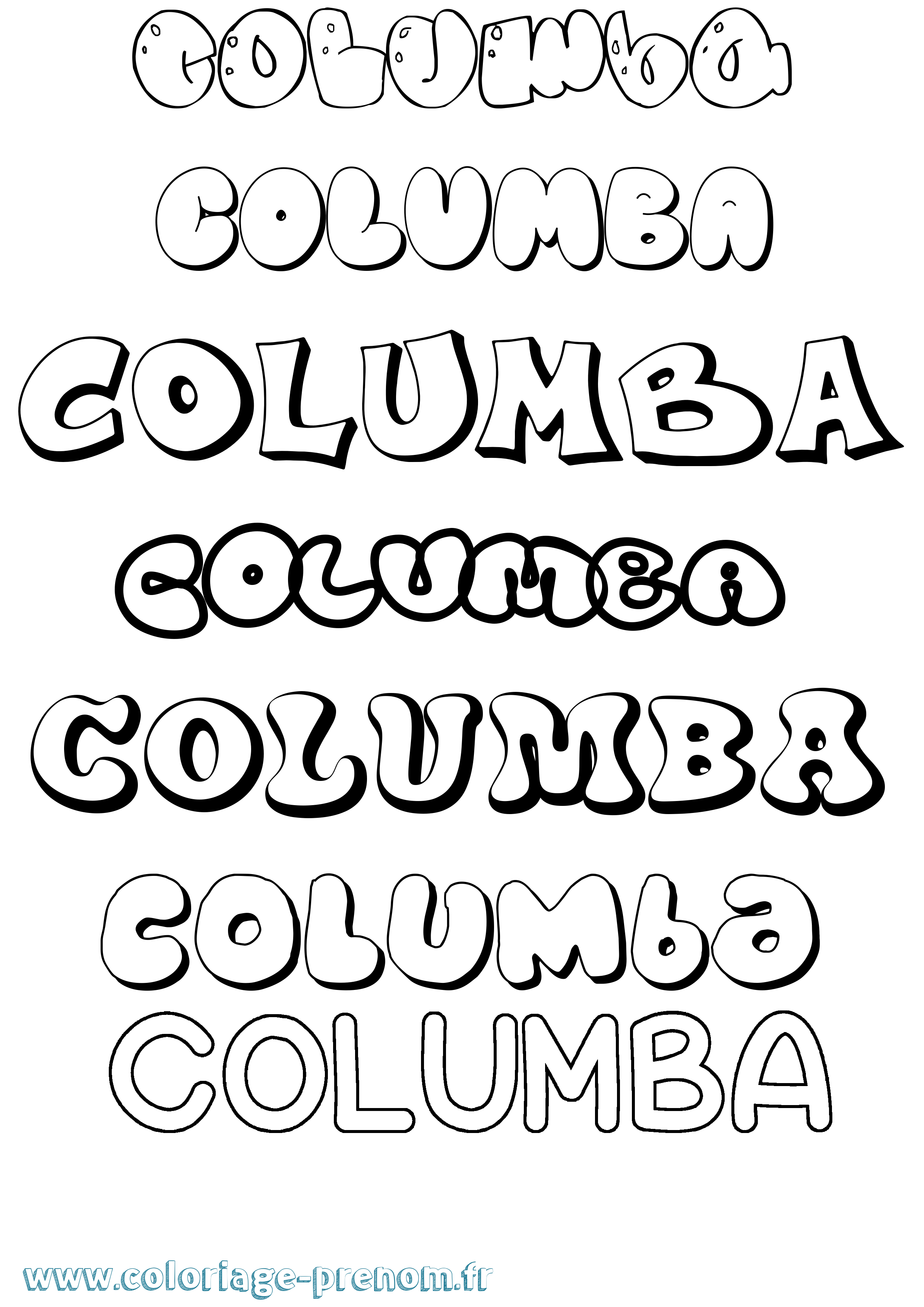 Coloriage Columba Bubble Coloriage prénom Columba Bubble