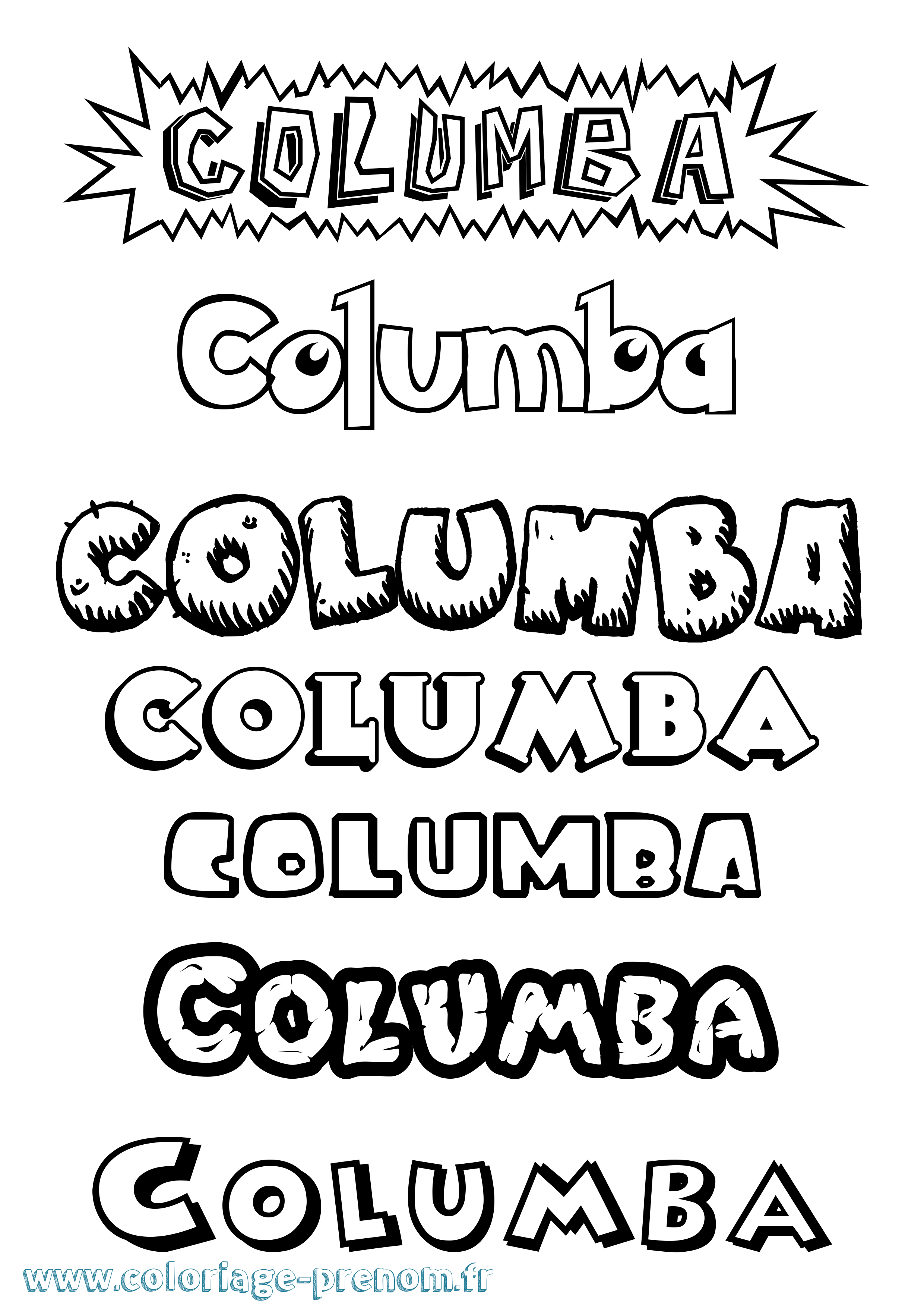Coloriage Columba Dessin Animé Coloriage prénom Columba Dessin Animé