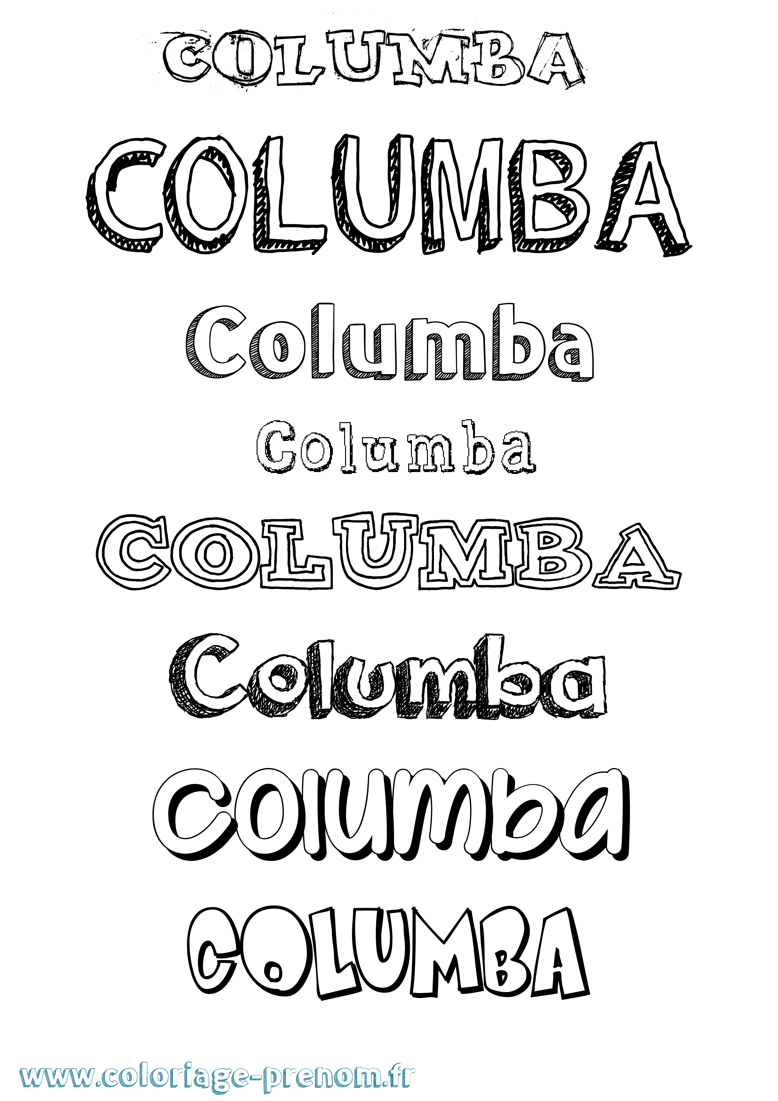 Coloriage Columba Dessiné Coloriage prénom Columba Dessiné