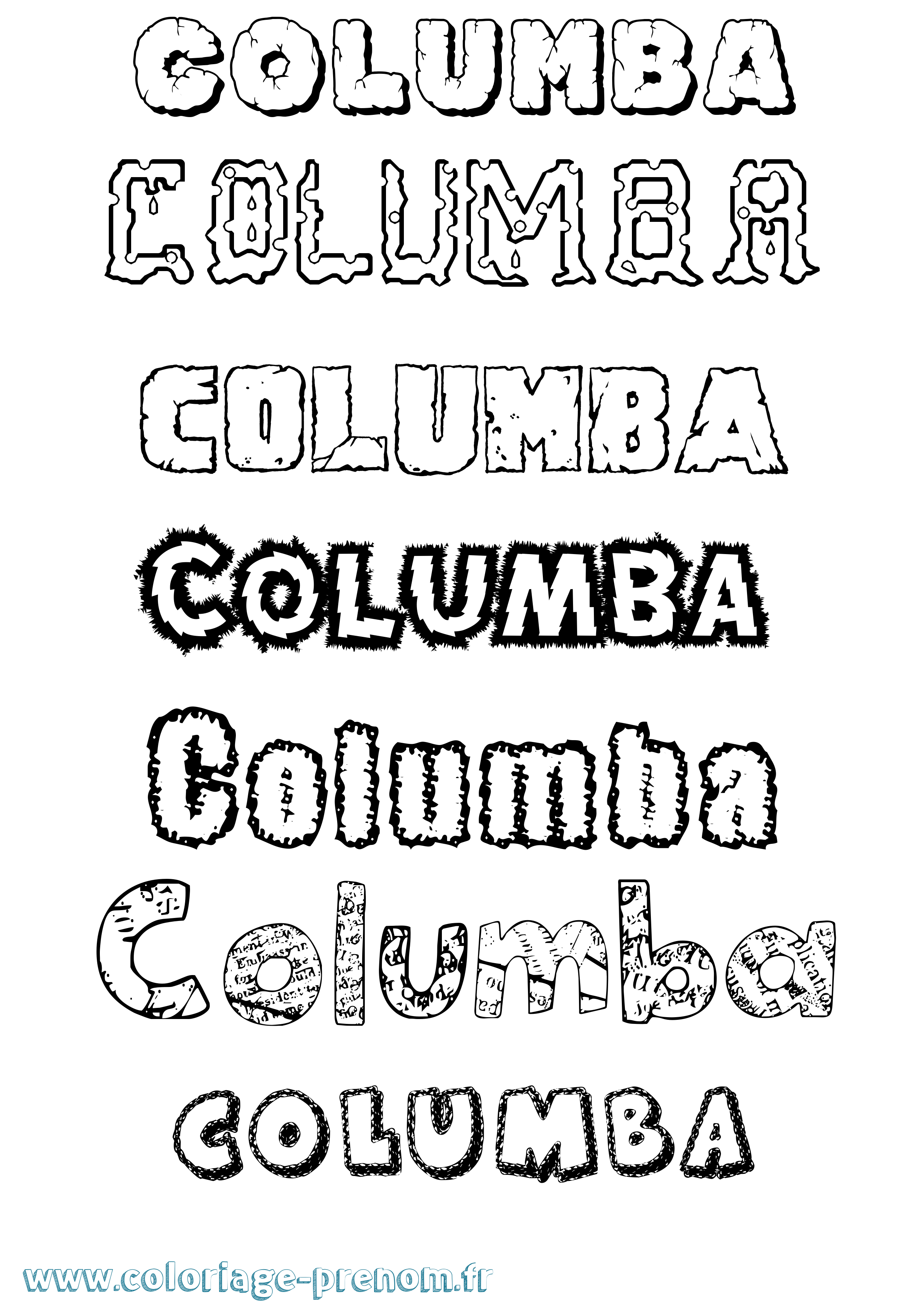 Coloriage Columba Destructuré Coloriage prénom Columba Destructuré