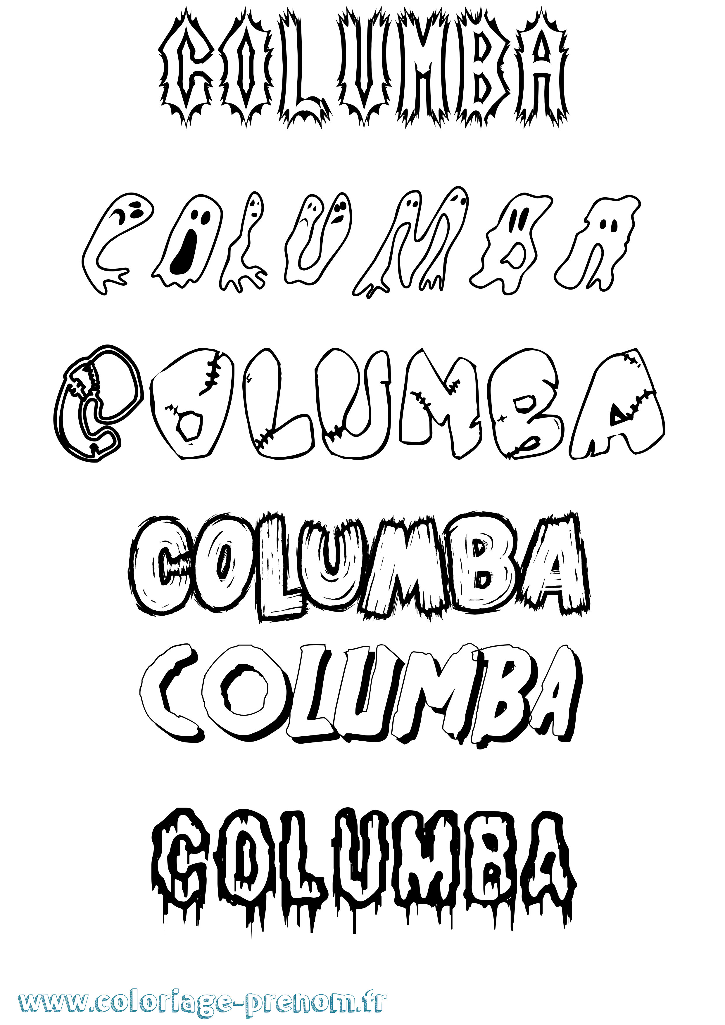 Coloriage prénom Columba Frisson