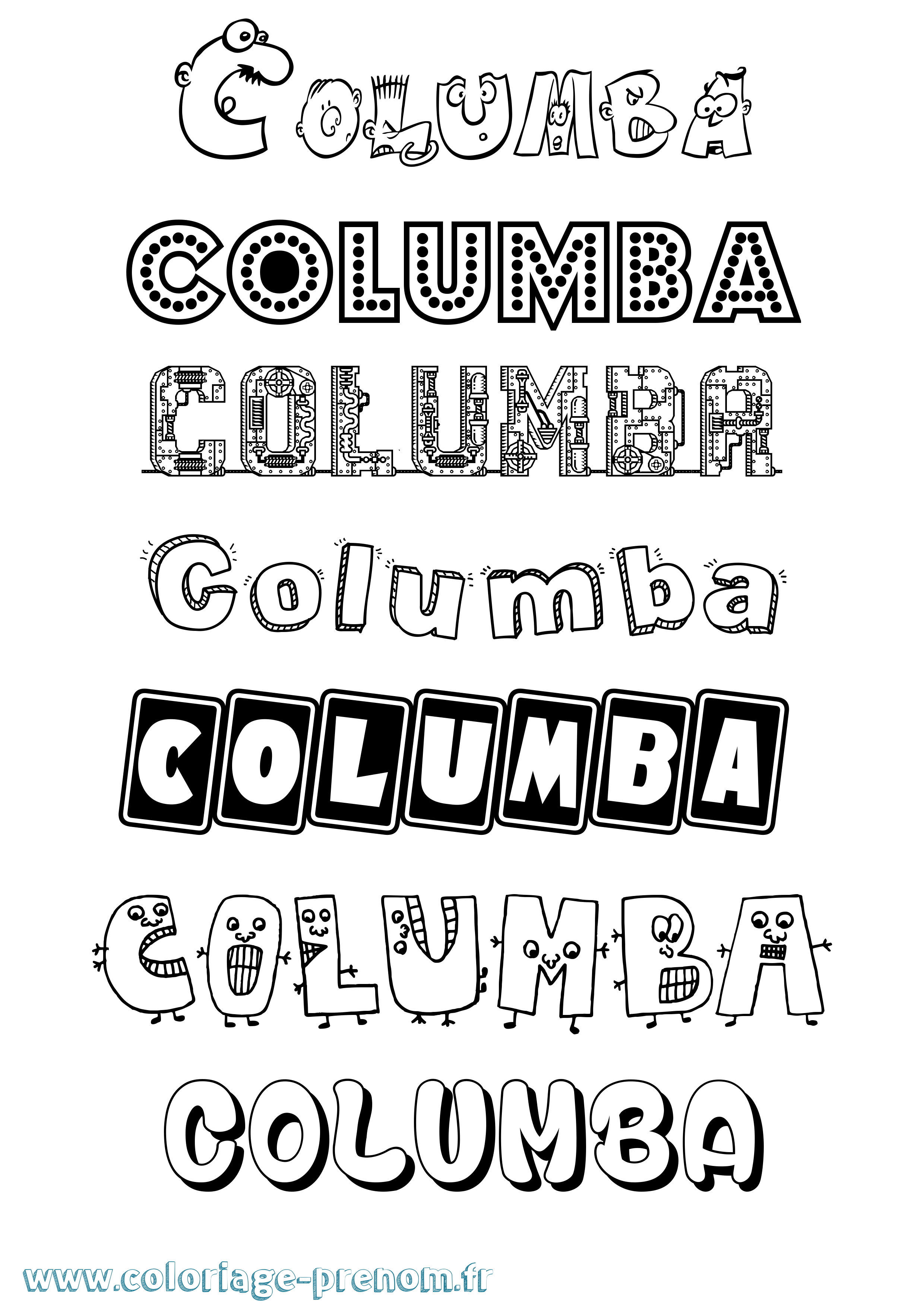 Coloriage prénom Columba Fun