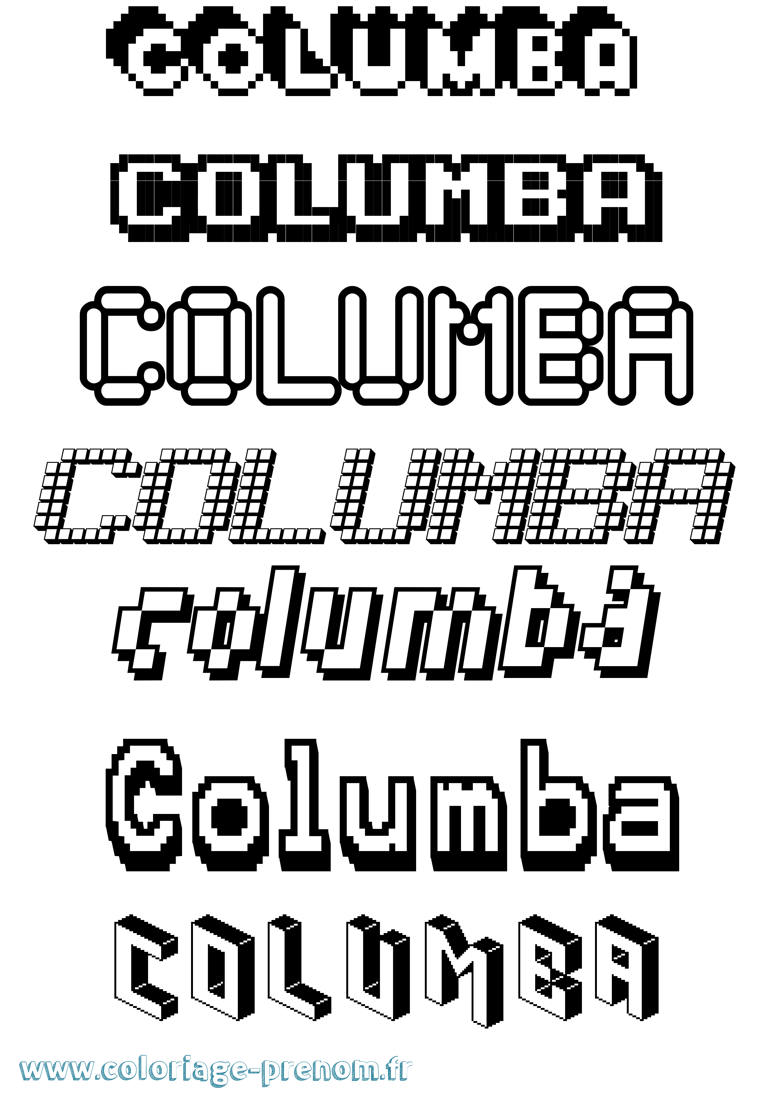 Coloriage prénom Columba Pixel