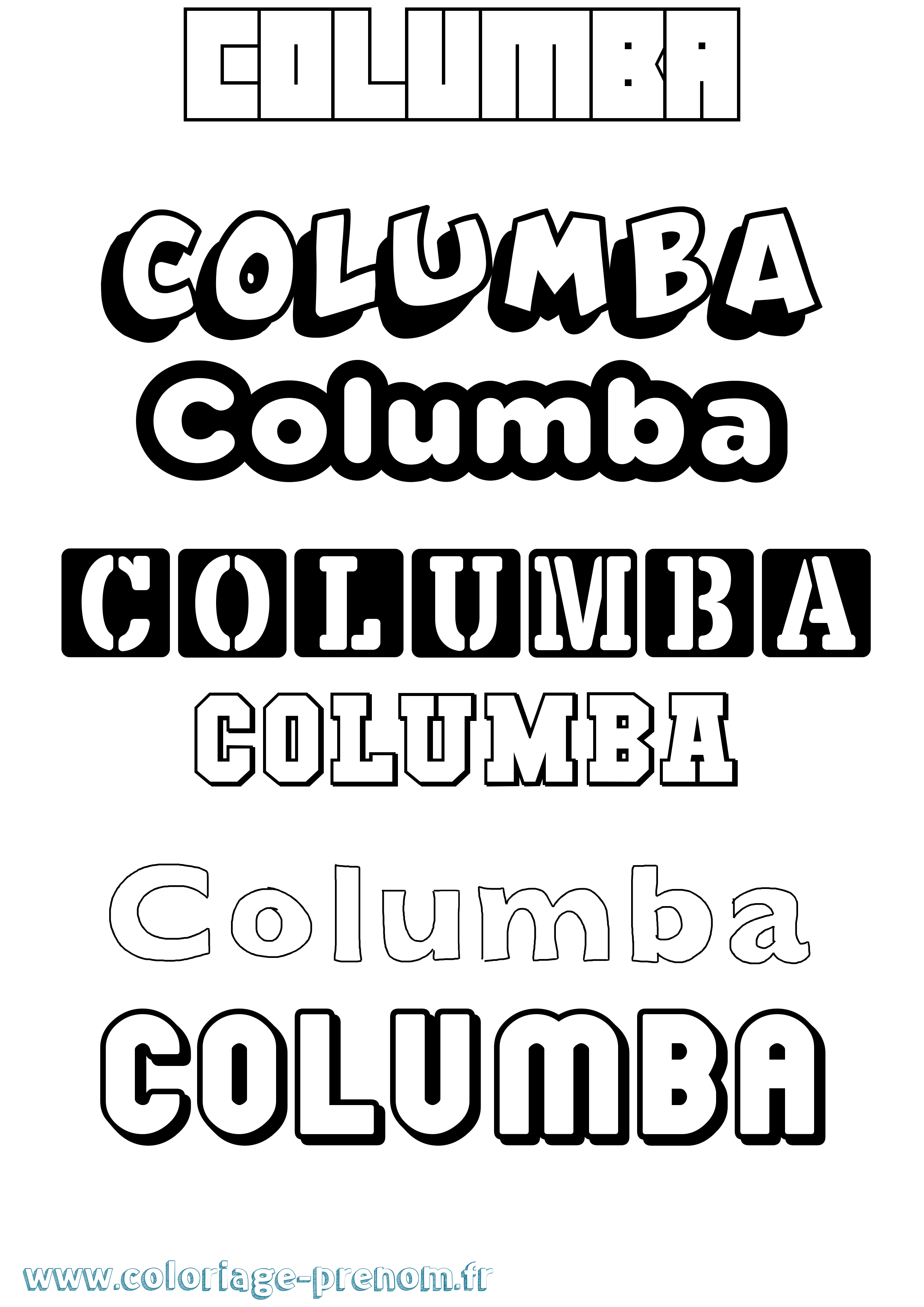 Coloriage Columba Simple Coloriage prénom Columba Simple