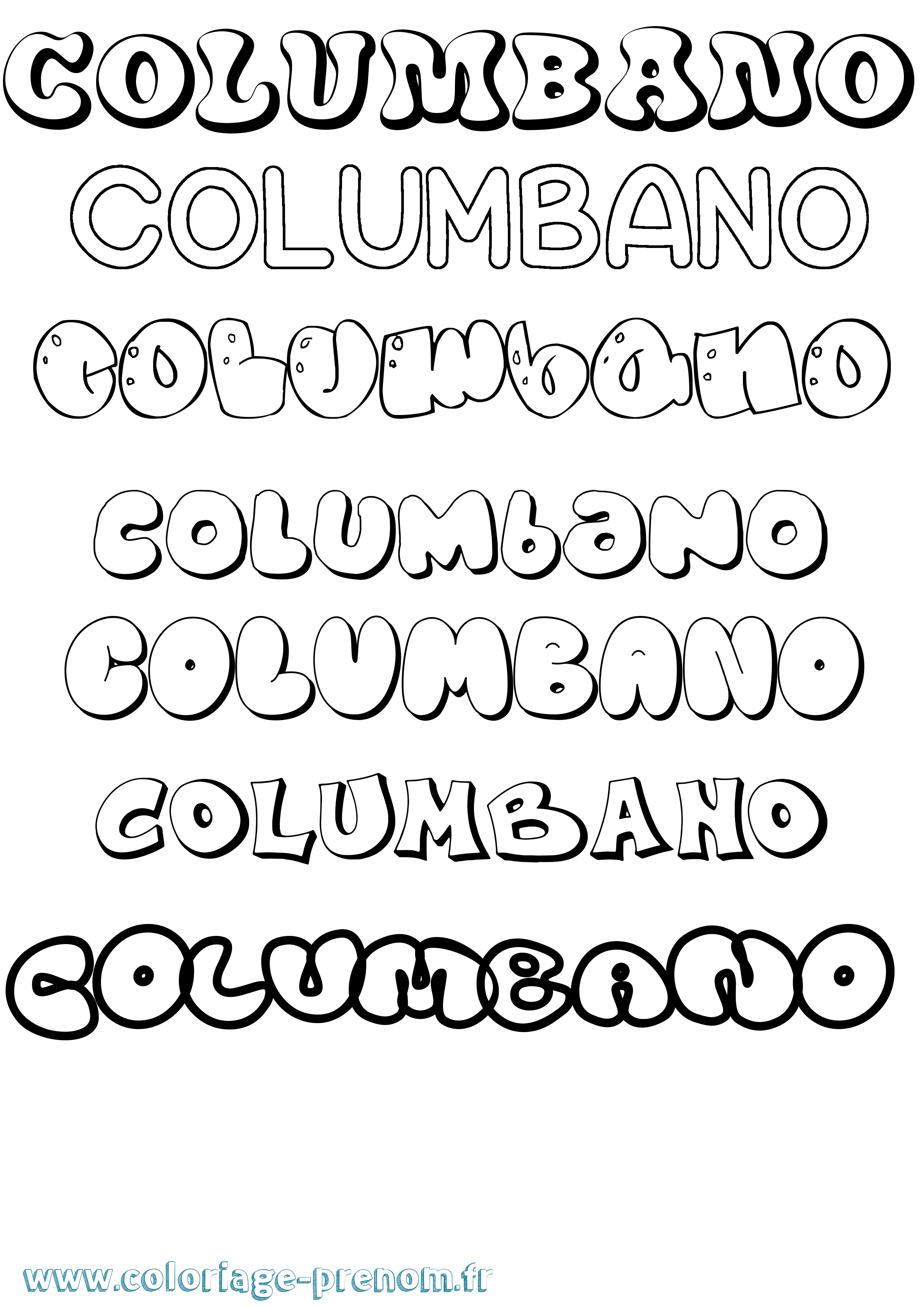 Coloriage prénom Columbano Bubble