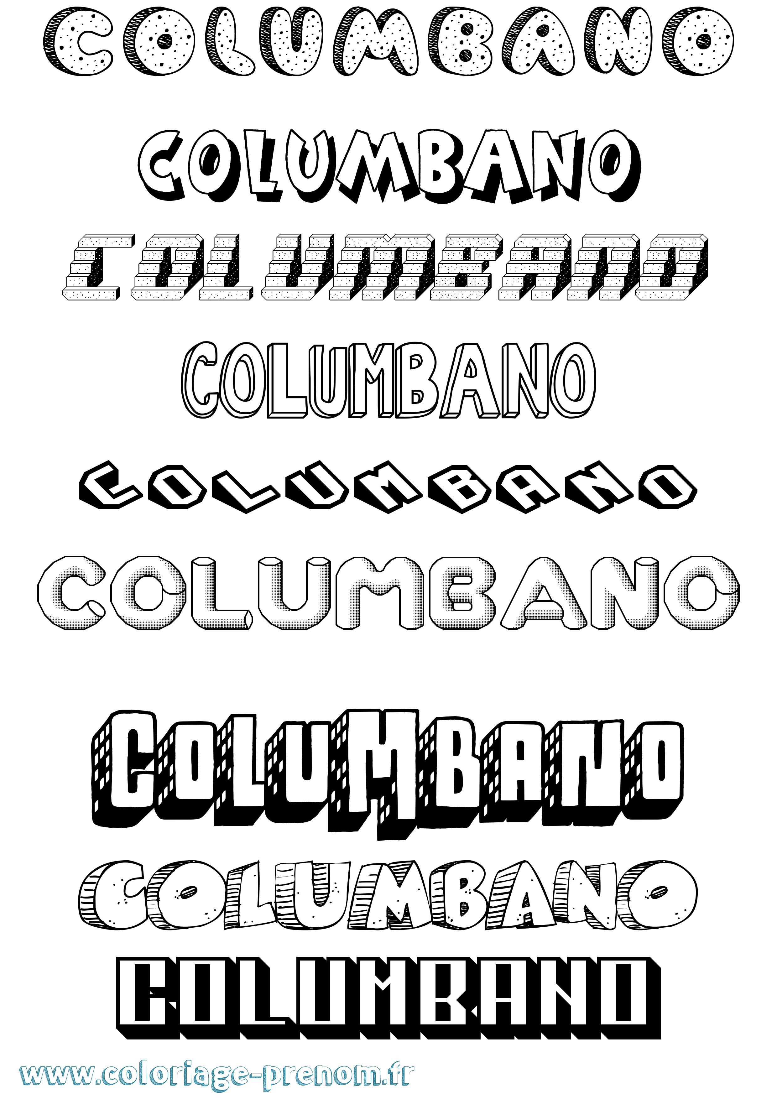 Coloriage prénom Columbano Effet 3D