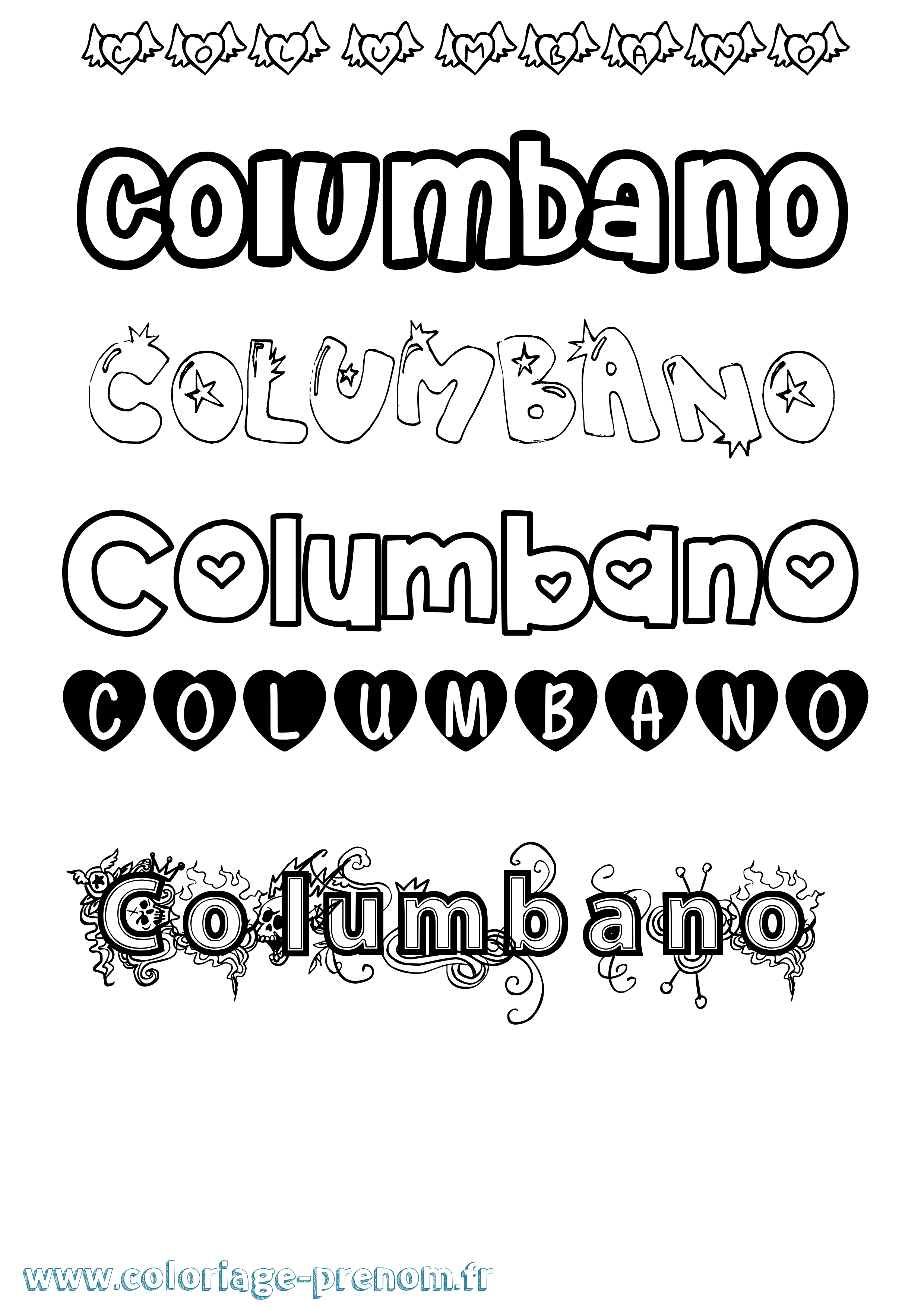 Coloriage prénom Columbano Girly